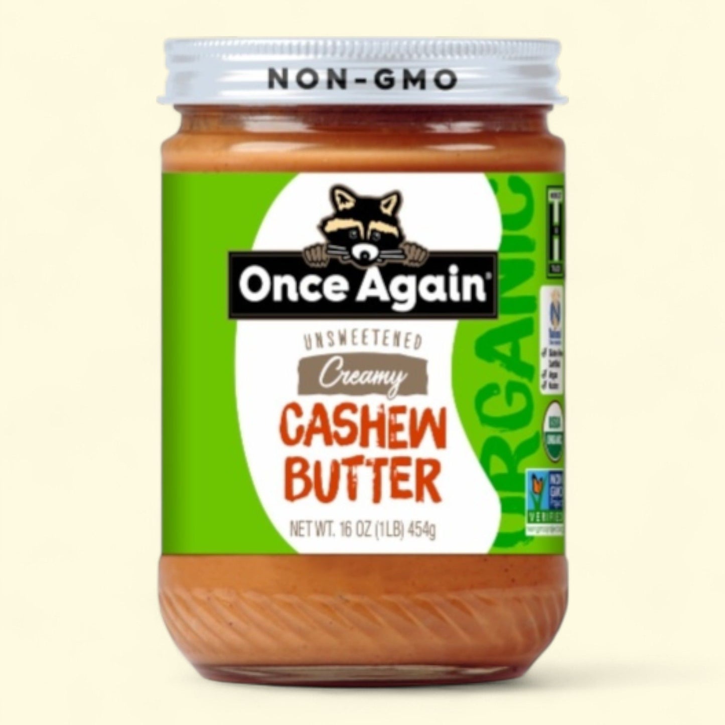 Beurre de noix de cajou crémeux bio Once Again, non sucré, 450 g