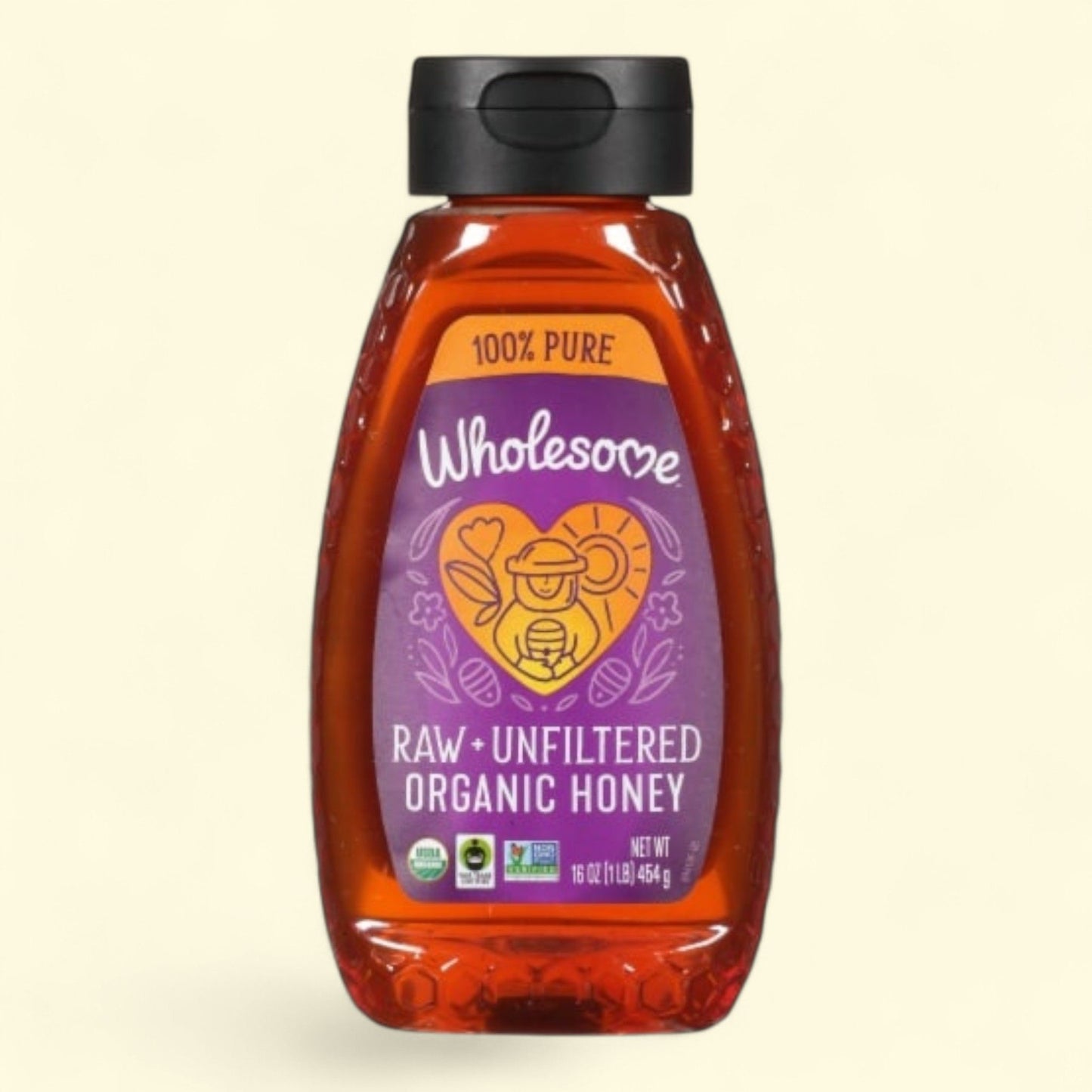 Wholesome Sweeteners Organic Raw Unfiltered Honey, Fair Trade, 16 oz