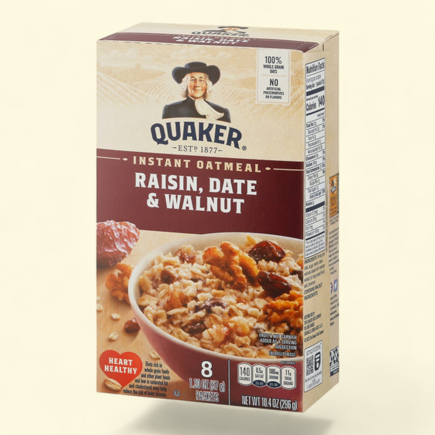 Flocons d'avoine instantanés Quaker, aux raisins secs, dattes et noix, 300 g, 8 sachets