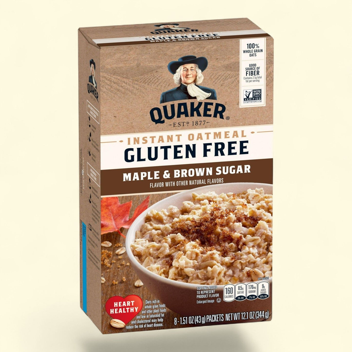 Flocons d'avoine instantanés Quaker, sirop d'érable et sucre brun, sans gluten, paquet de 8 sachets
