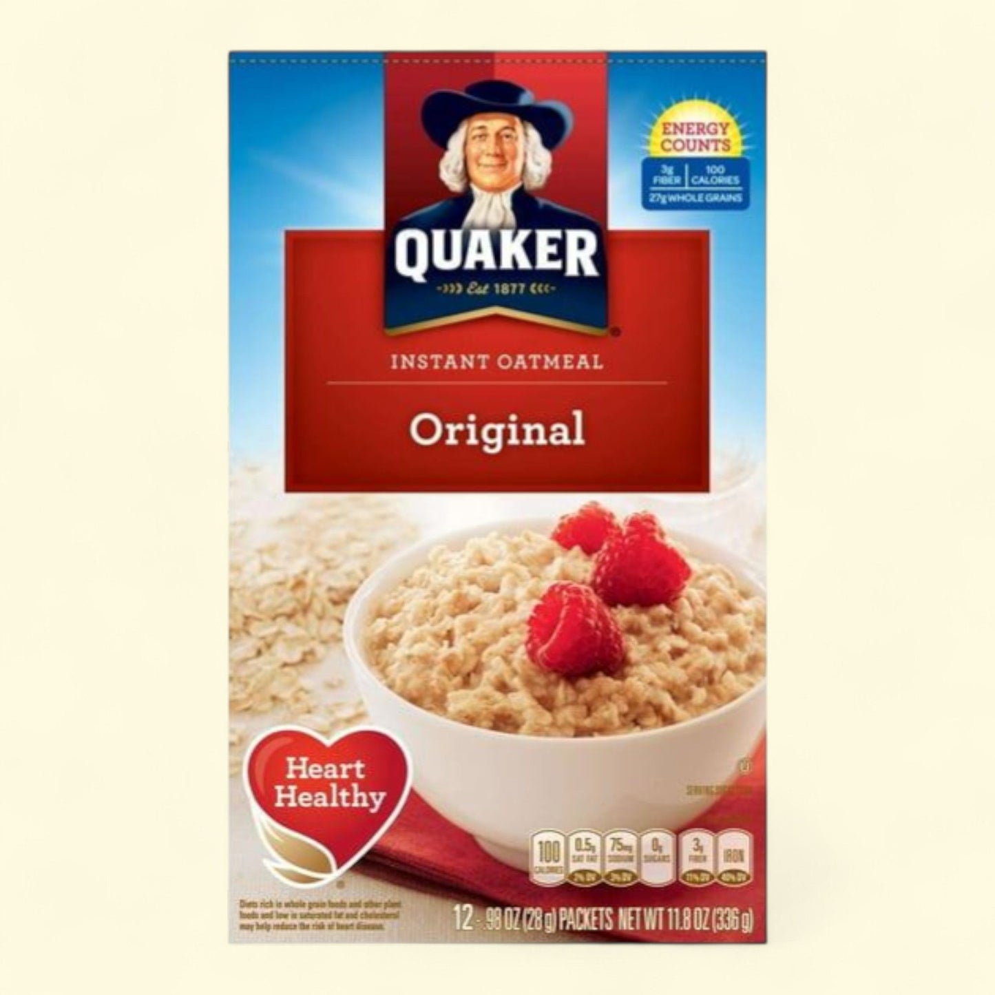 Quaker Instant Oatmeal Hot Cereal, Original, 12 Packets