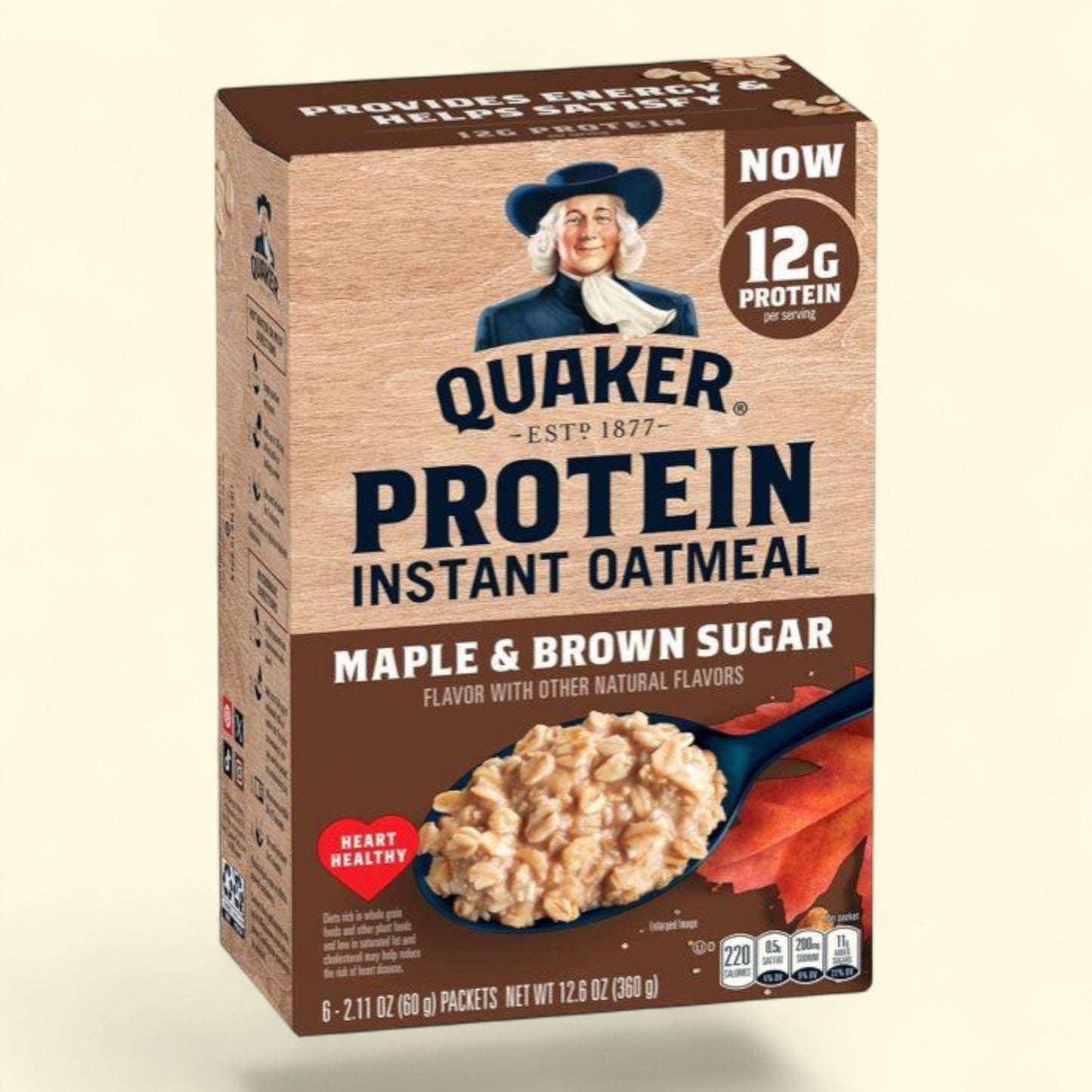 Flocons d'avoine instantanés riches en protéines Quaker, saveur érable et sucre brun, paquet de 6 / 358 g