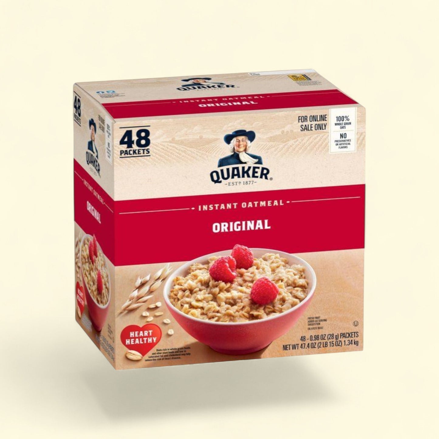 Quaker Instant Oatmeal, Original - 47.4oz / 48ct — authentic US product shipped worldwide by Treatspree