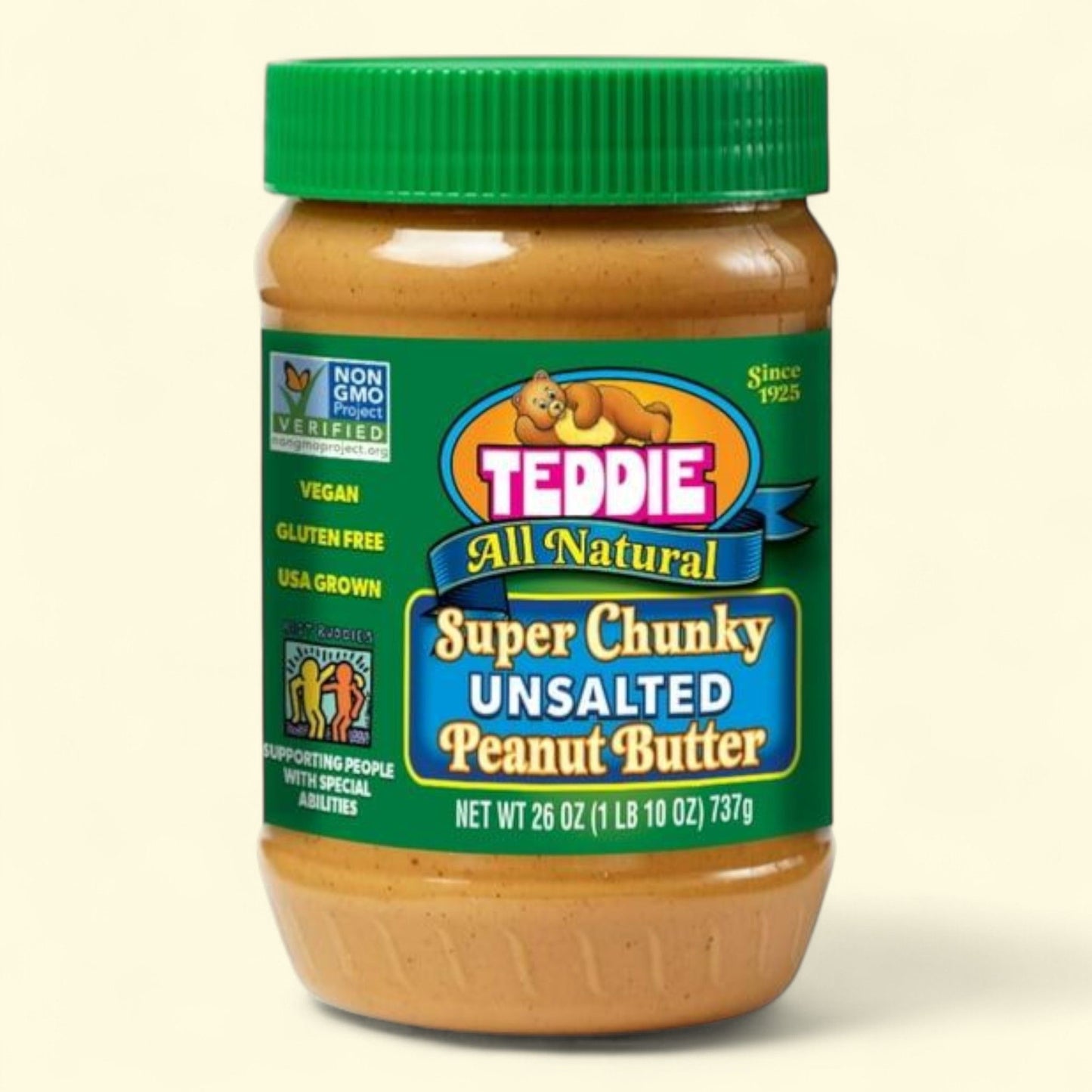 Teddie Super Chunky Unsalted Peanut Butter, 26 oz