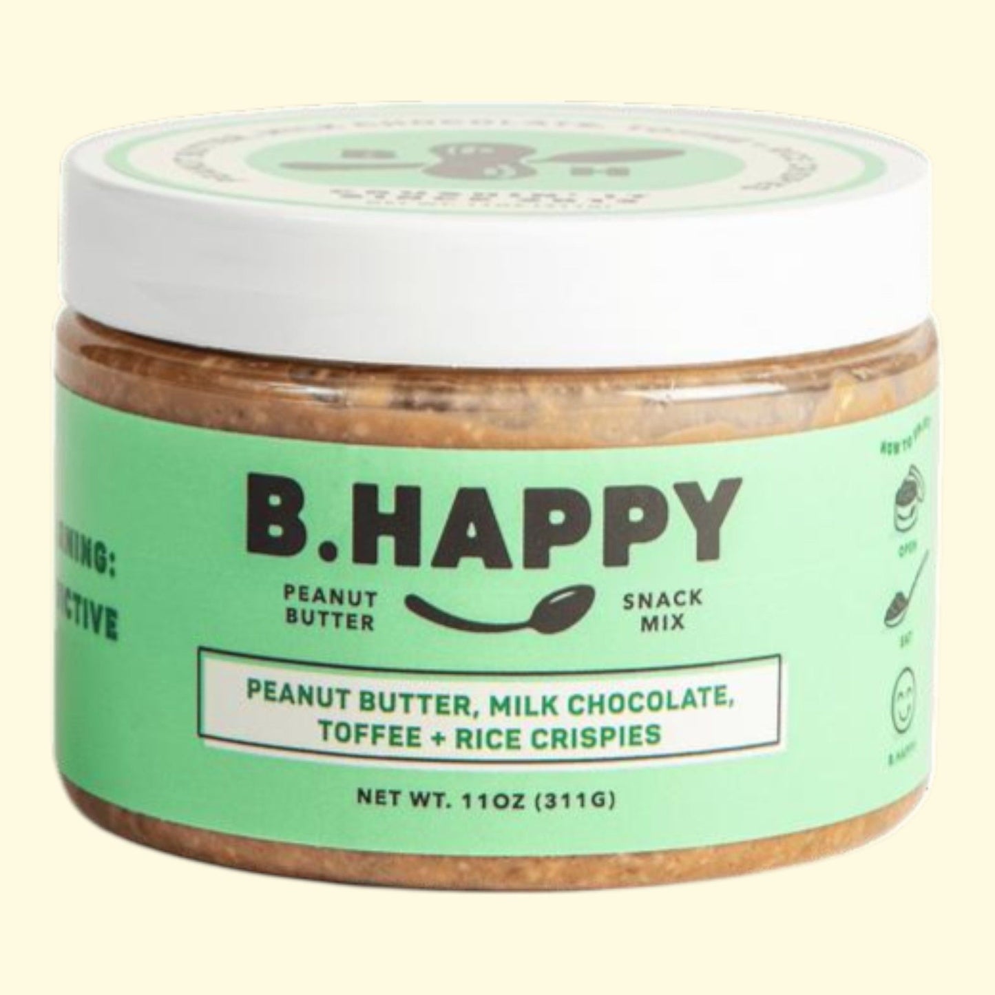 B Happy Peanut Butter, Go Lucky - Milk Chocolate, Toffee + Rice Crispies 12 oz