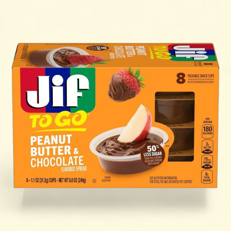 Jif To Go Peanut Butter & Chocolate Flavored Spread, 8.8oz/8ct
