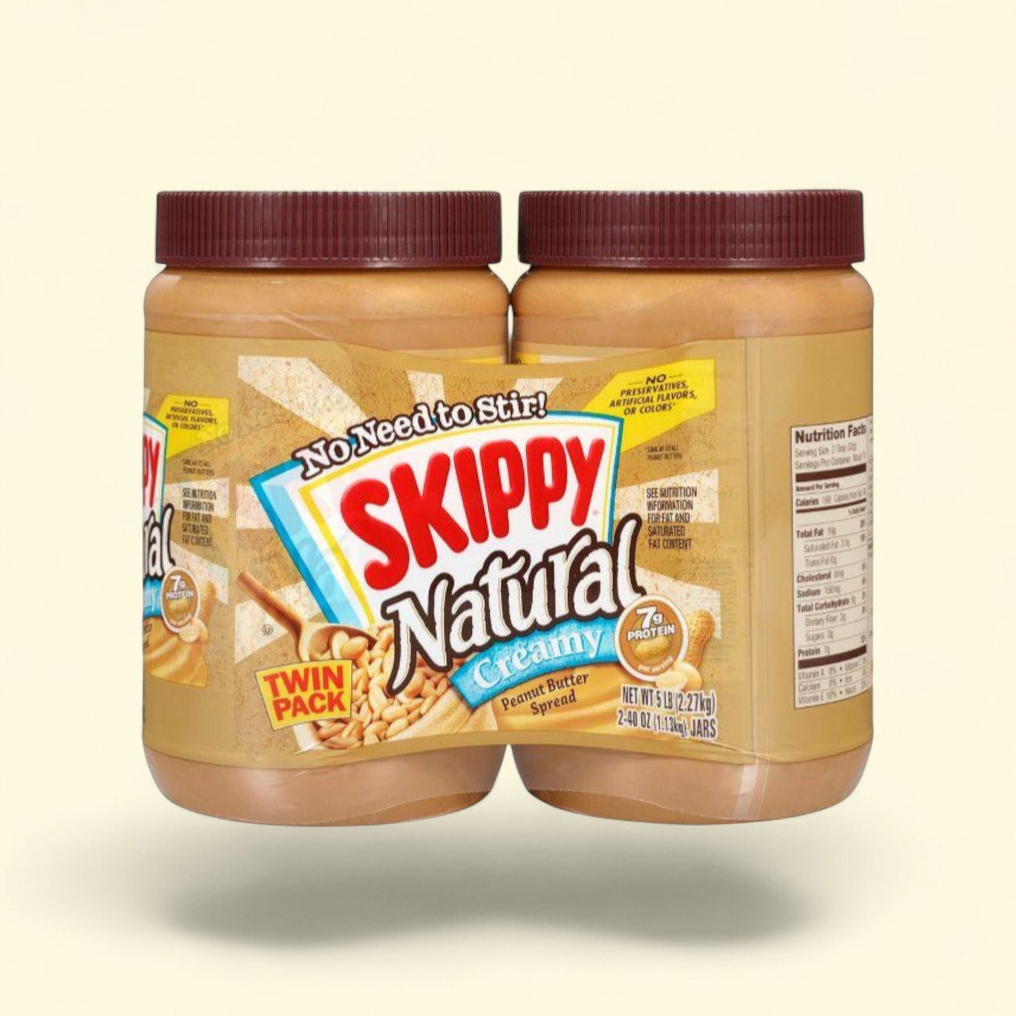Skippy Natural Creamy Peanut Butter, Twin Pack - 40oz — authentic US product shipped worldwide by Treatspree