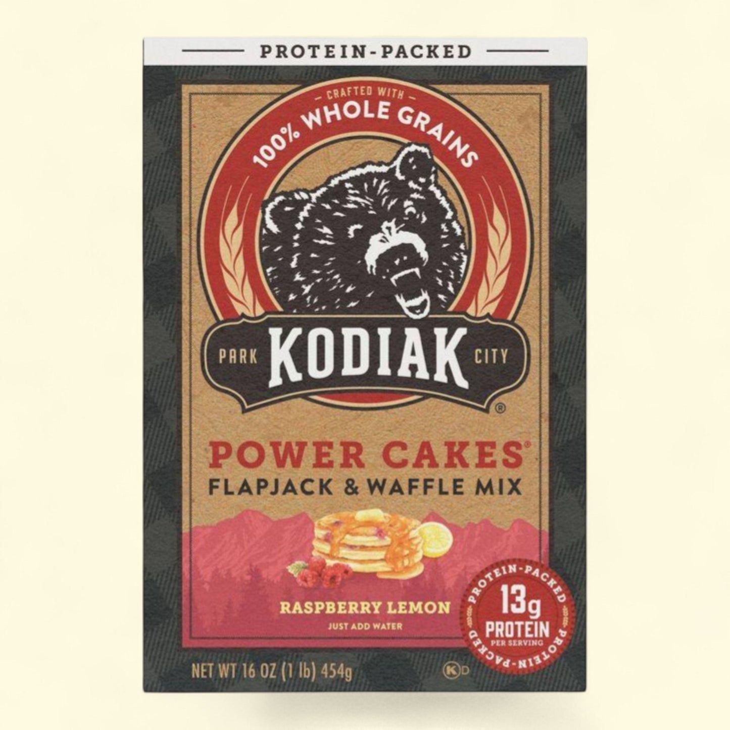 Kodiak Power Cakes Flapjack & Waffle Mix, Raspberry Lemon, 16oz.