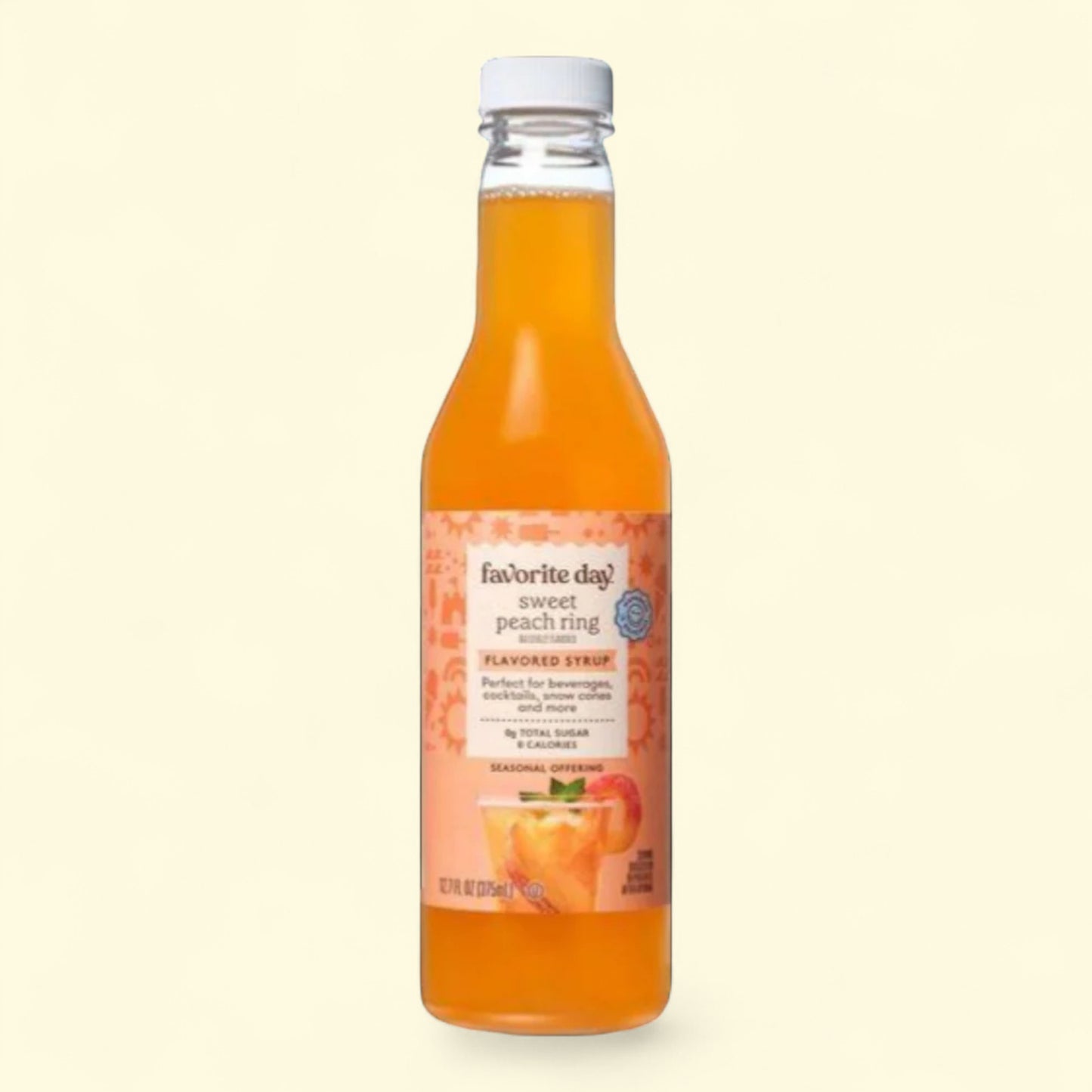 Favorite Day Sweet Peach Ring Syrup, 12.7 fl oz. — authentic US product shipped worldwide by Treatspree