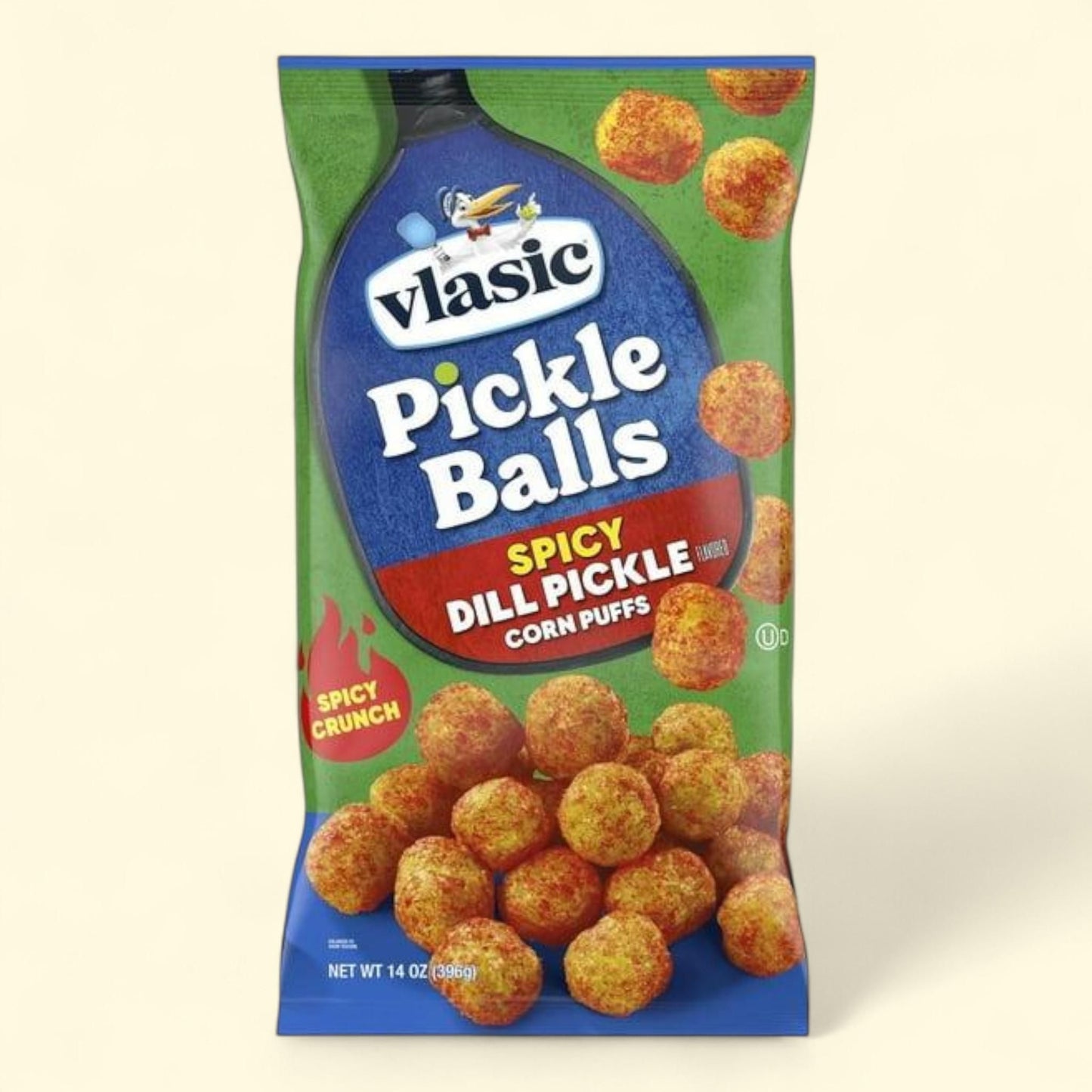 Vlasic Pickleball Balls Spicy Dill Pickle Corn Puffs, 14 oz. — authentic US product shipped worldwide by Treatspree