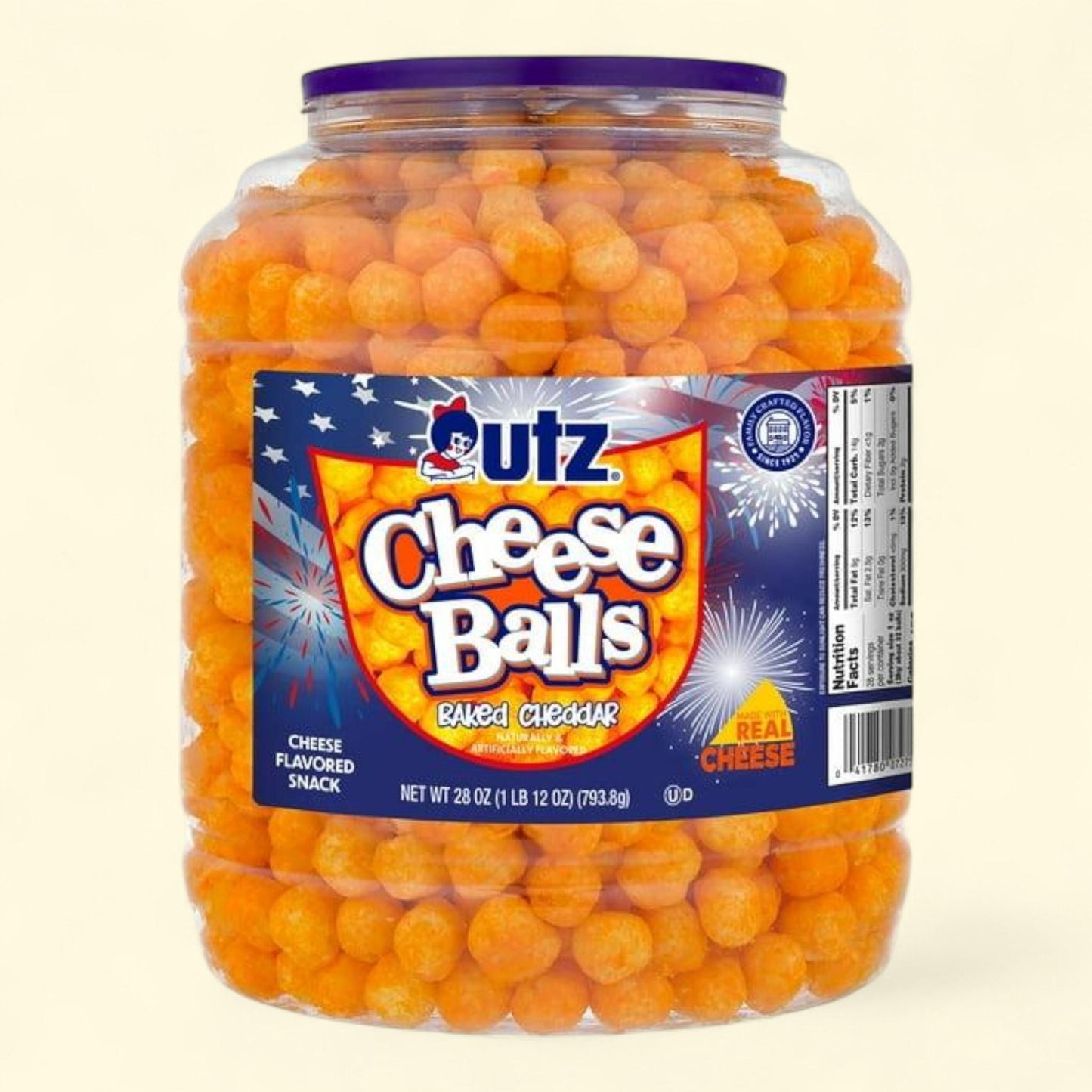 Utz Cheeseball Barrel, 28 oz.