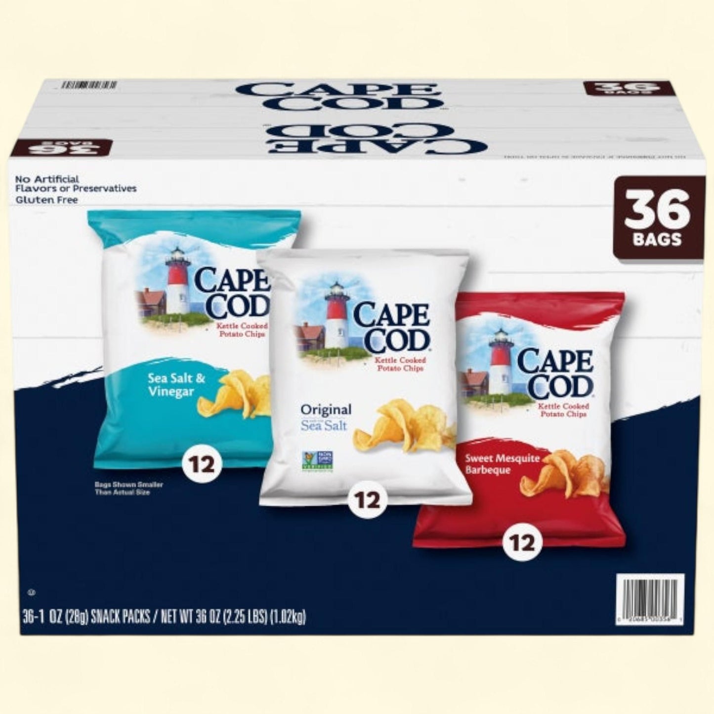 Cape Cod Potato Chips, Variety Pack, 1 oz, 36-count — authentic US product shipped worldwide by Treatspree