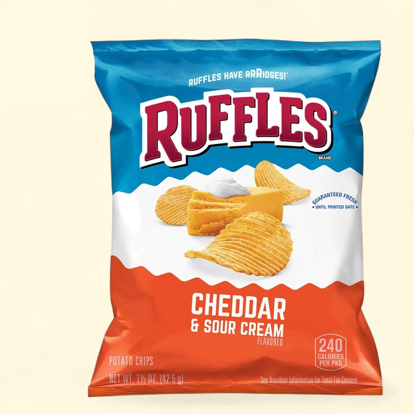 Ruffles Potato Chips, Cheddar & Sour Cream, 1.5 oz, 64-count