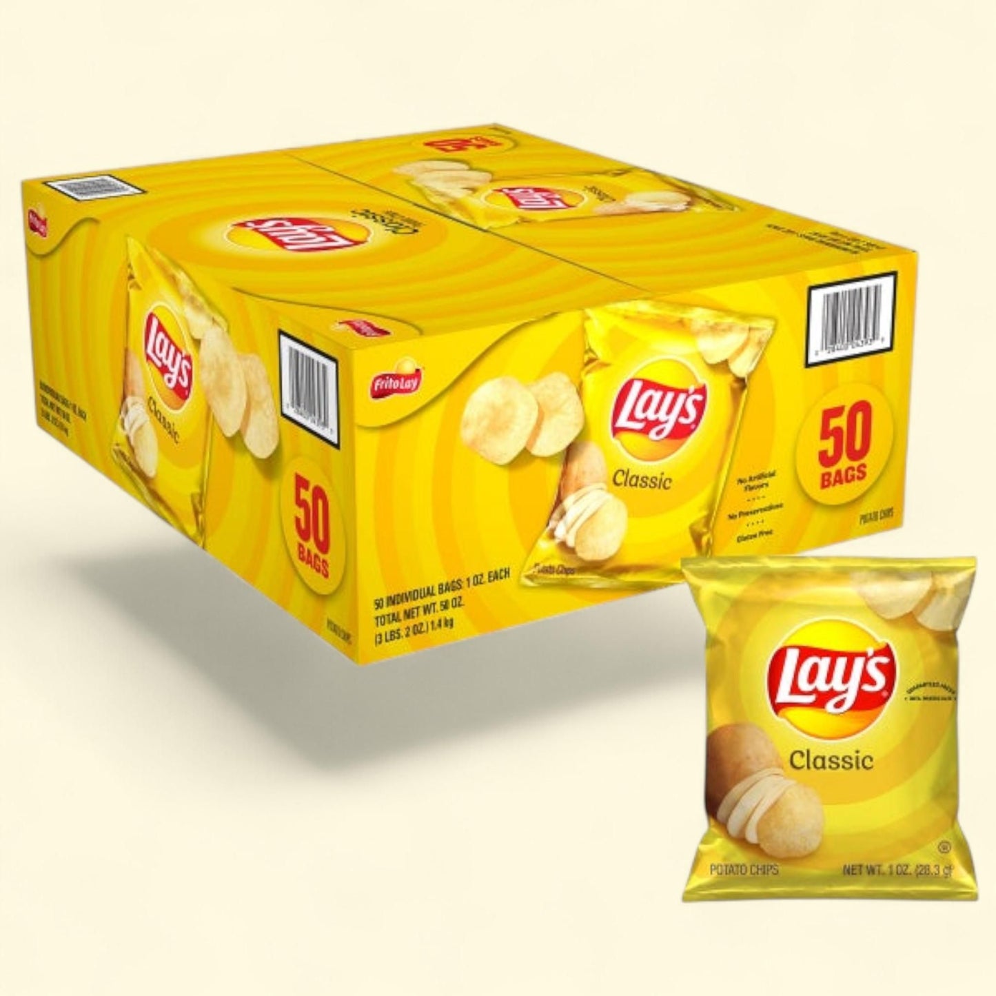 Lay's Potato Chips, Classic, 1 oz, 50-count