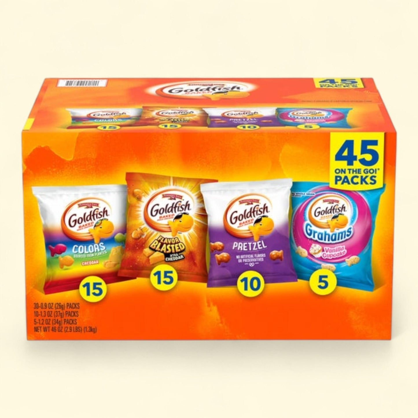 Snacks cuits au four Goldfish, assortiment, 45 pièces