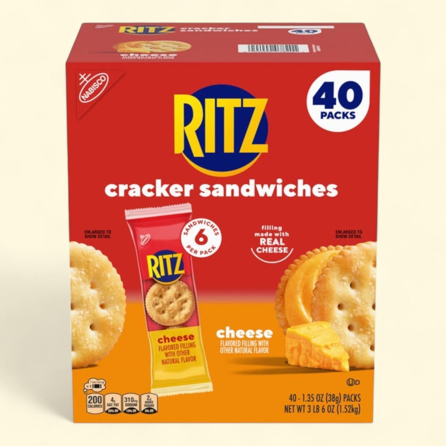RITZ Cracker Sandwiches, Cheese, 40-count