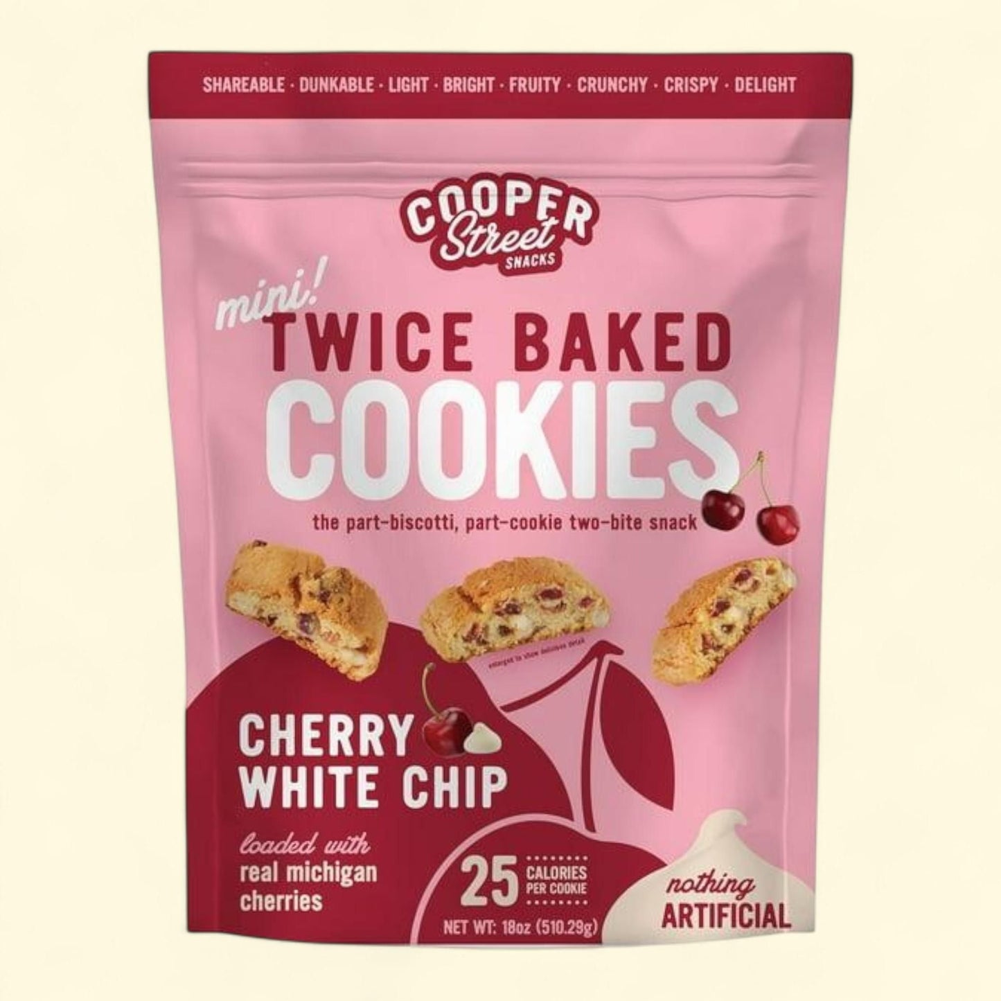 Cooper Street Snacks Cherry White Chip Twice Baked Cookies, 18 oz.