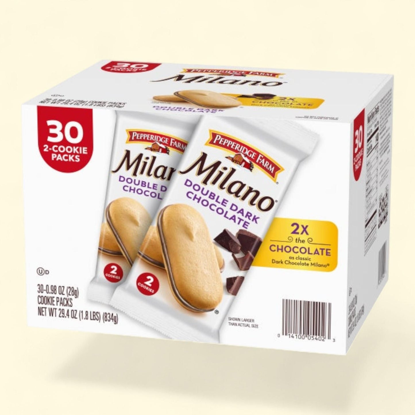 Milano Cookies, Double Dark Chocolate, 0.98 oz, 30-count