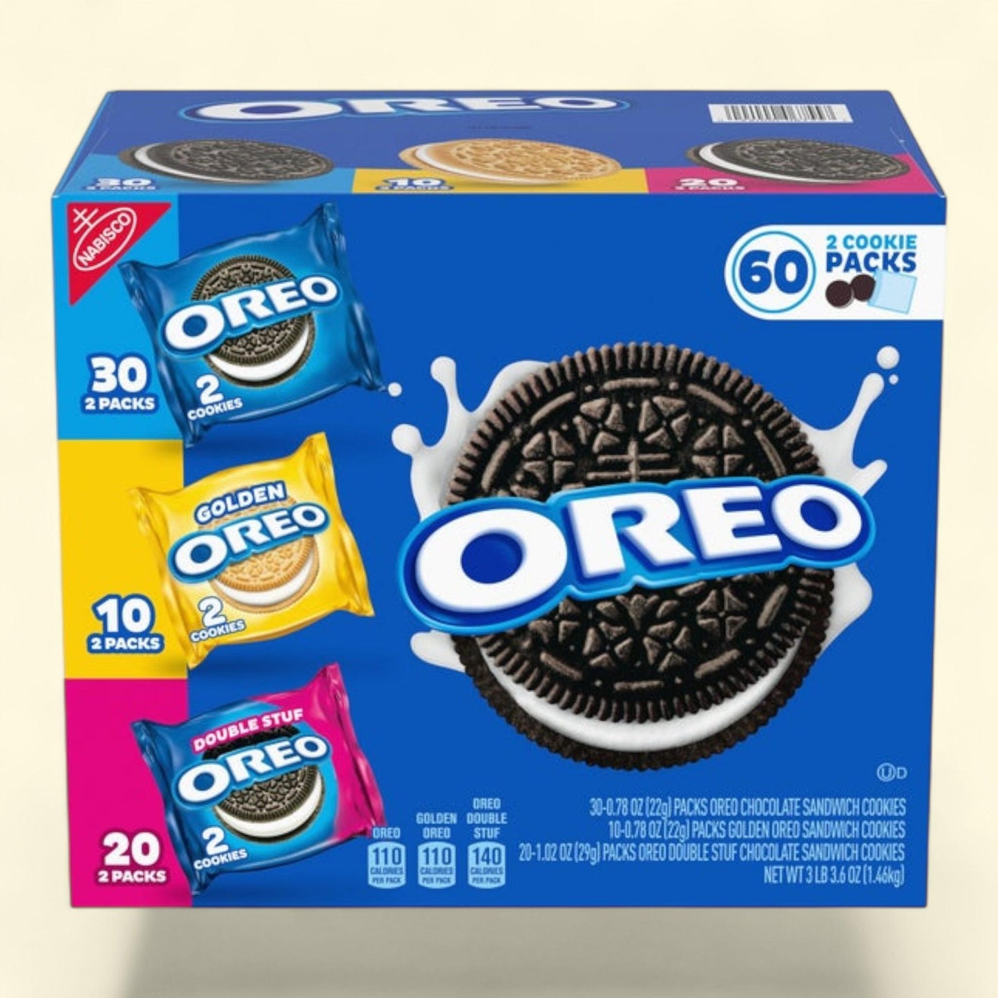 OREO Sandwich Cookies, Variety Pack, 60-count
