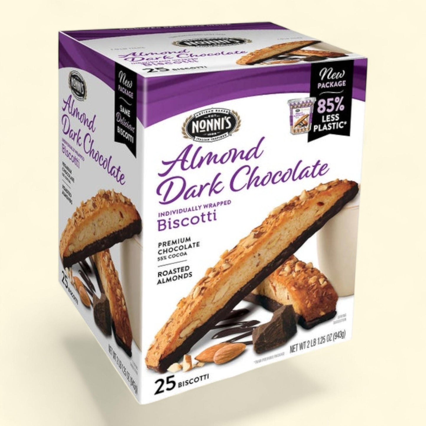 Nonni's Biscotti, Almond Dark Chocolate, 25-count