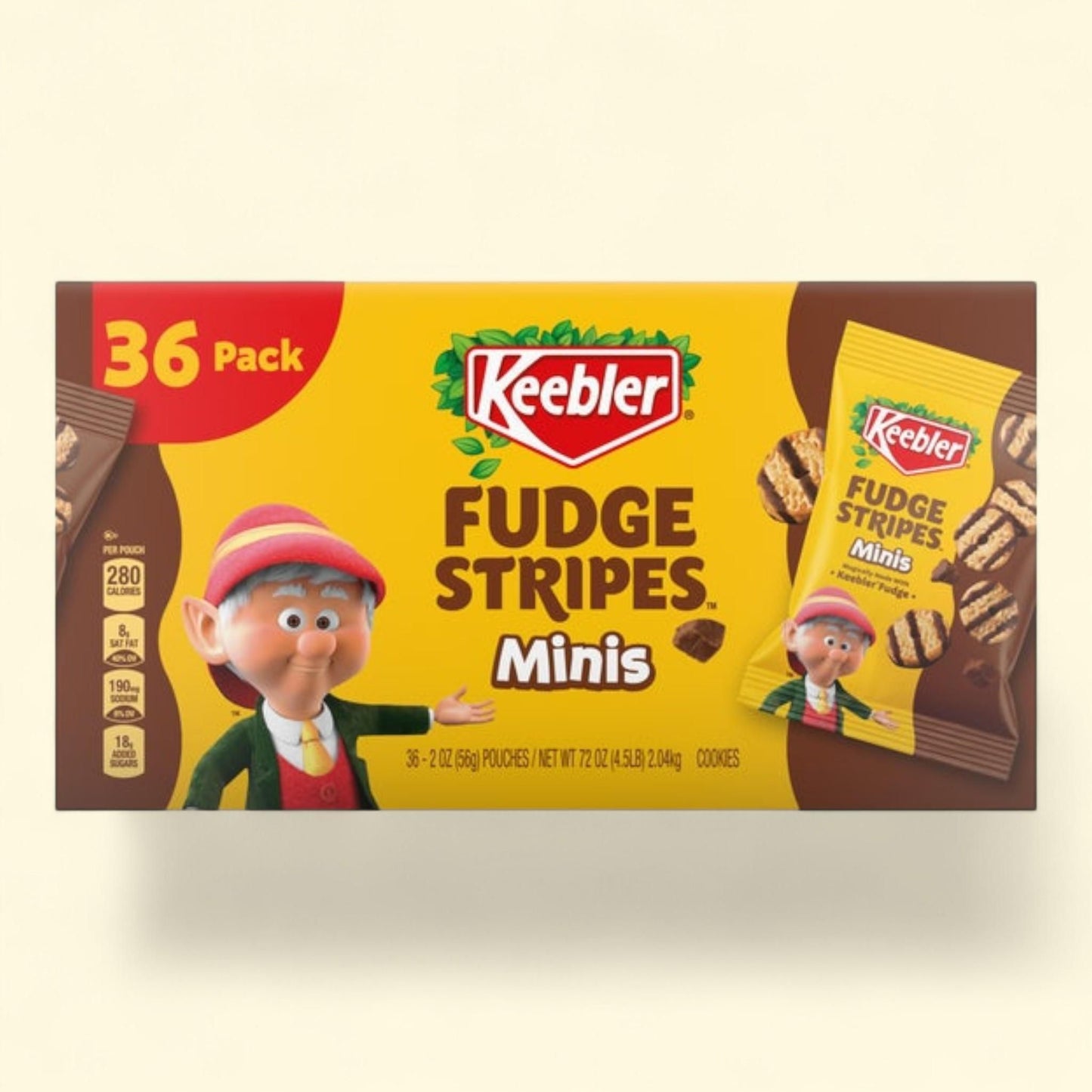 Keebler Fudge Stripes Minis Shortbread Cookies, 2 oz, 36-count
