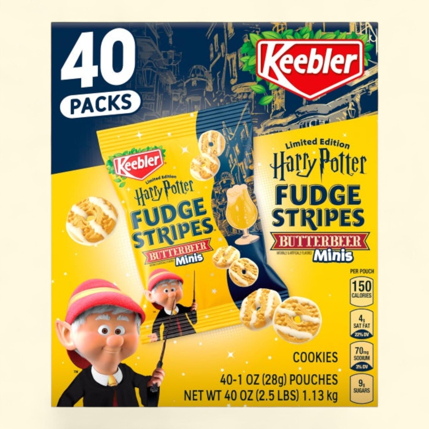 Keebler Fudge Stripes Butterbeer Minis, 1 oz, 40-count — authentic US product shipped worldwide by Treatspree