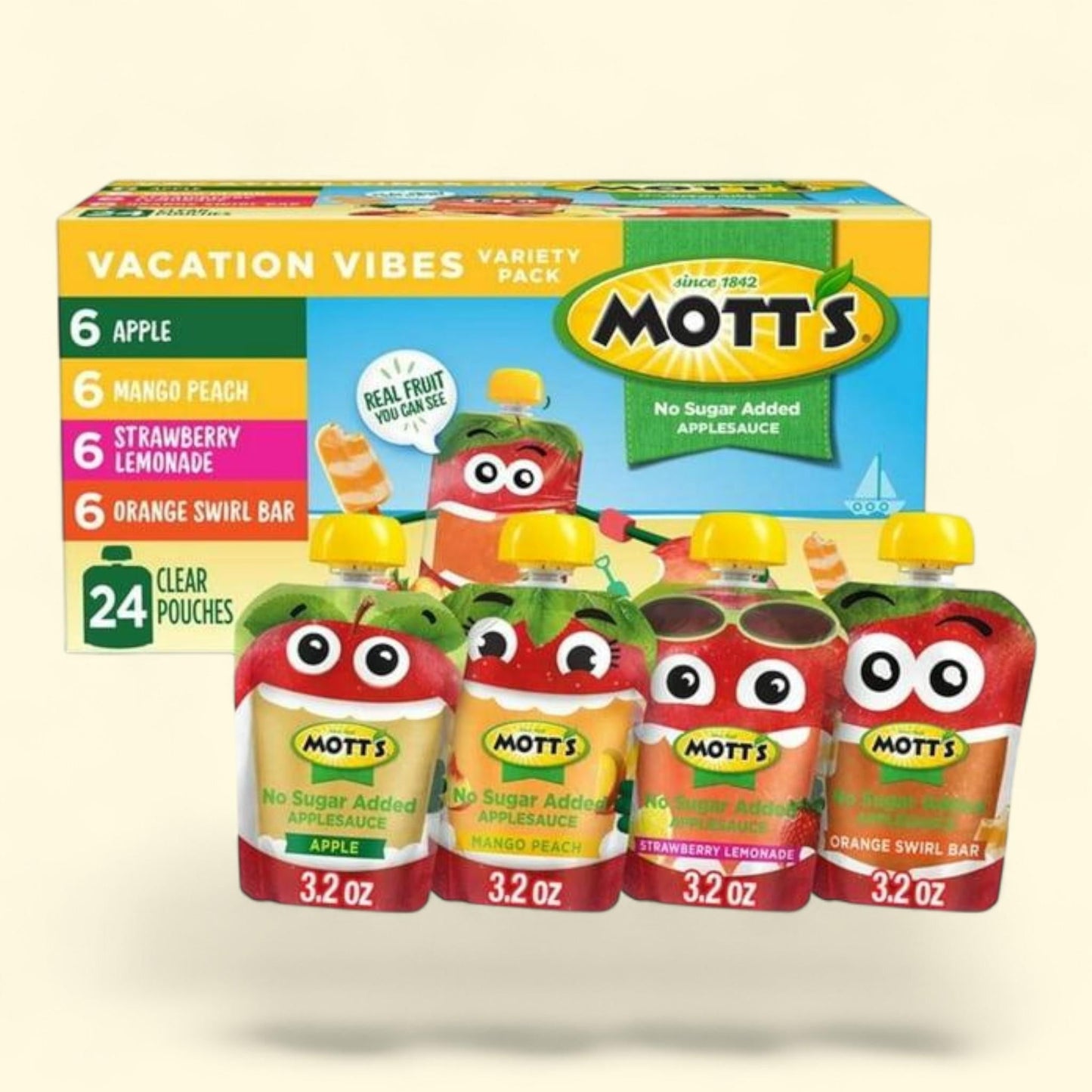 Mott's Applesauce, Variety Pack, 3.2 oz., 24 pk.