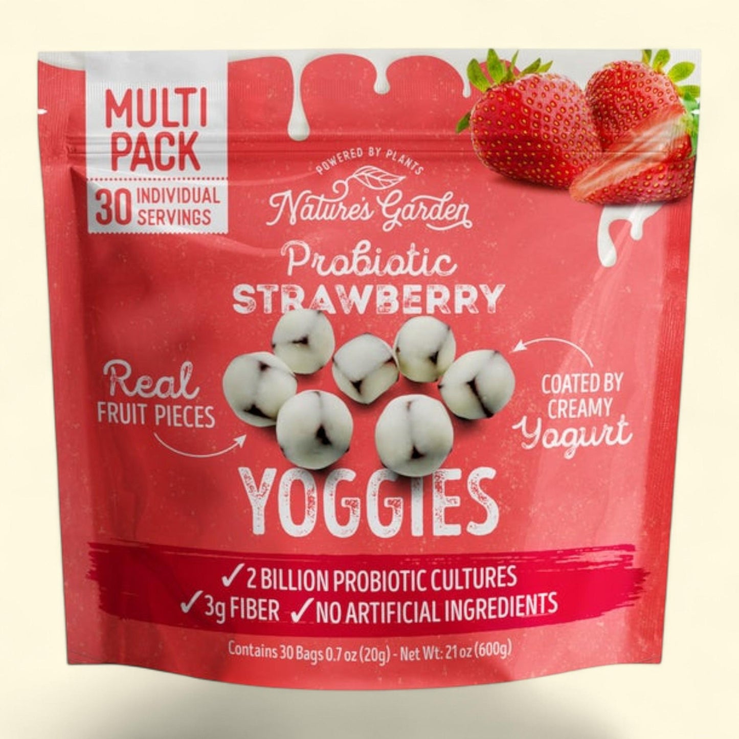 Nature's Garden, Probiotic Strawberry Yoggies, 0.7 oz, 30-count