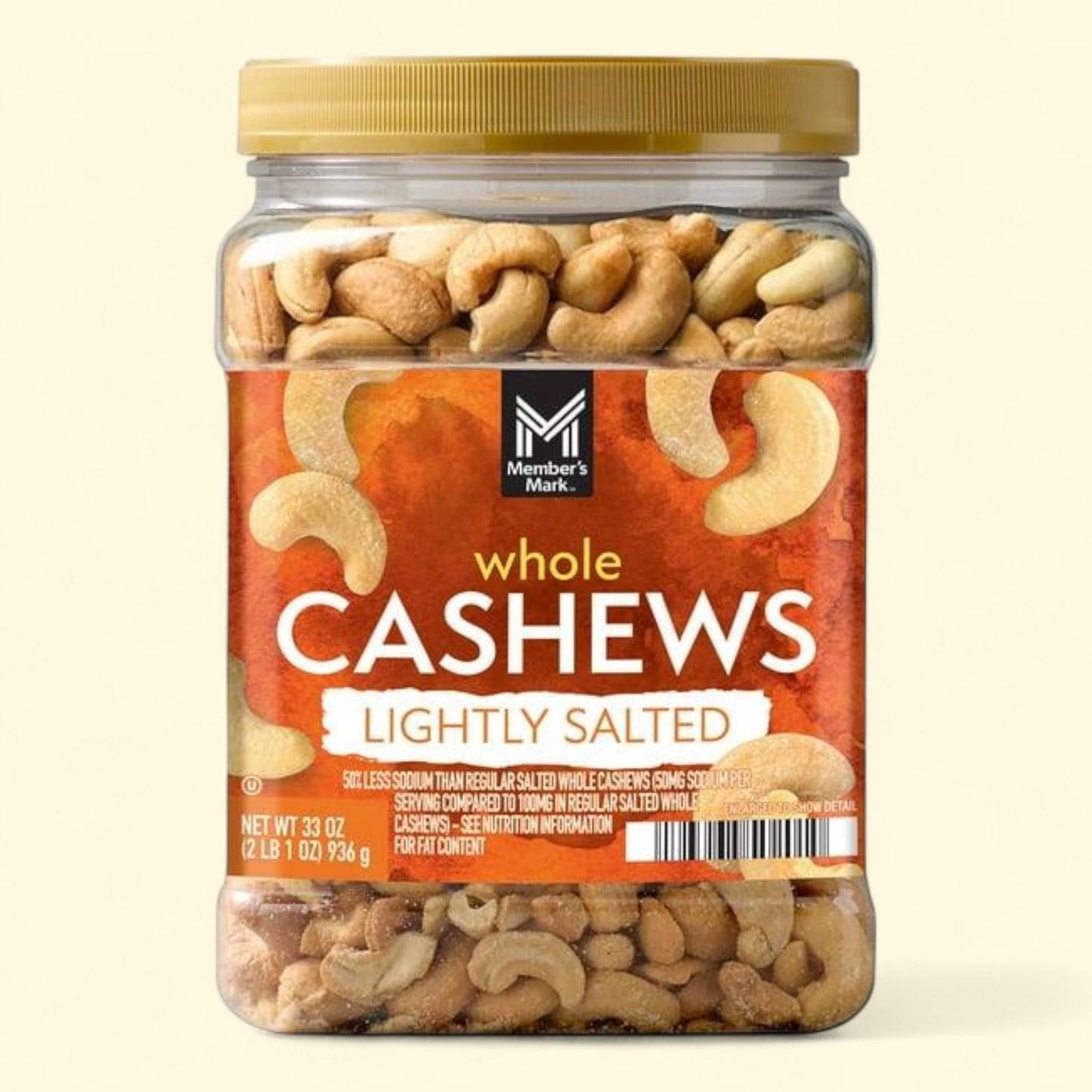 Member's Mark Whole Cashews, 33 oz. — authentic US product shipped worldwide by Treatspree