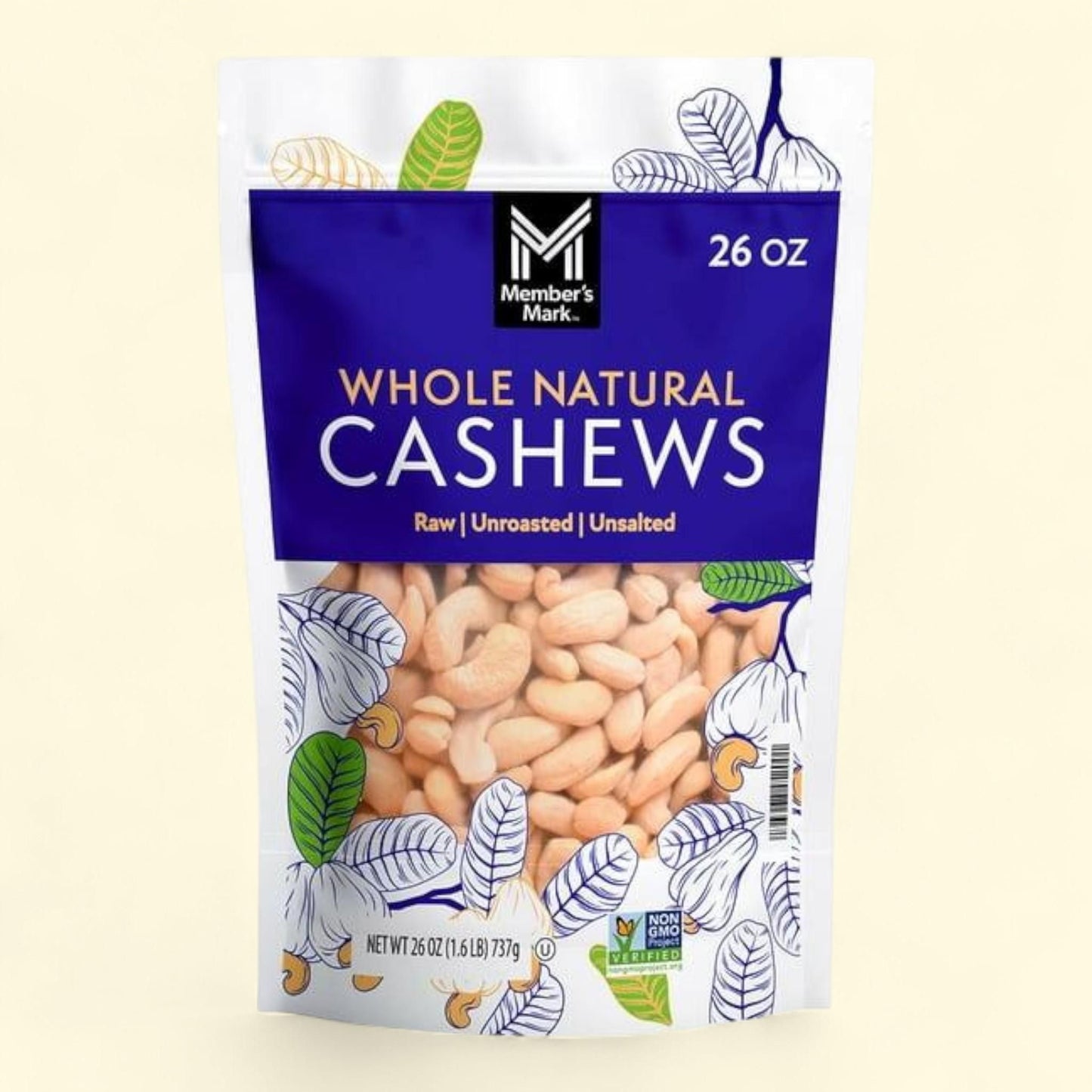 Member's Mark Whole Natural Cashews, 26 oz. — authentic US product shipped worldwide by Treatspree