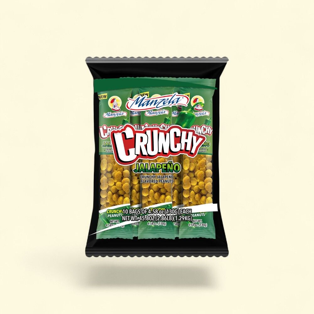 Manzela Jalapeño Crunchy Peanuts - 10 Count, 4.58oz Pack — authentic US product shipped worldwide by Treatspree