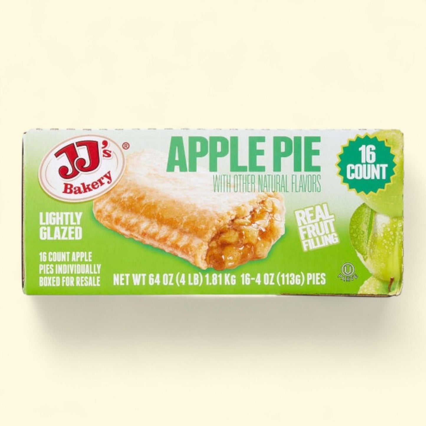 JJ's Bakery, Lightly Glazed Apple Pie, 4 oz, 16-Count — authentic US product shipped worldwide by Treatspree