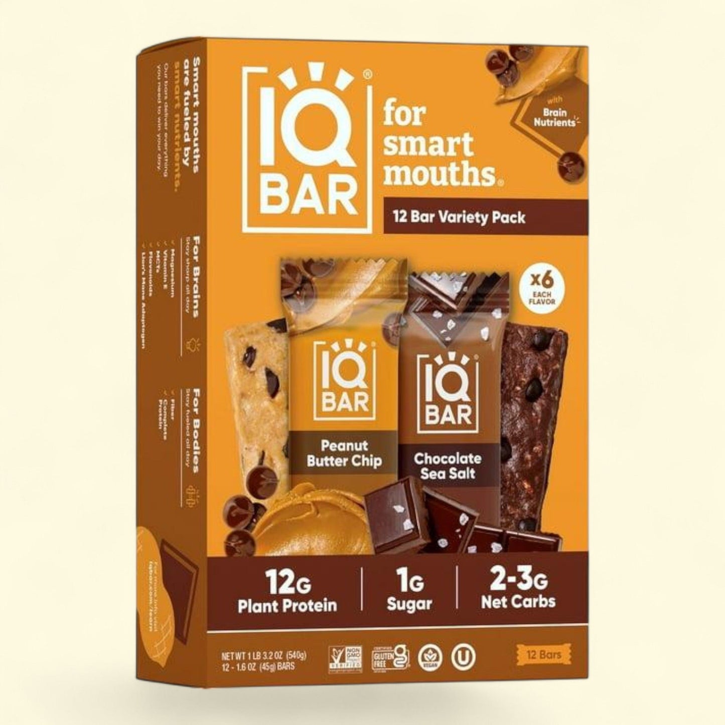 IQBAR Plant Protein Bar, Variety Pack, 12 pk.