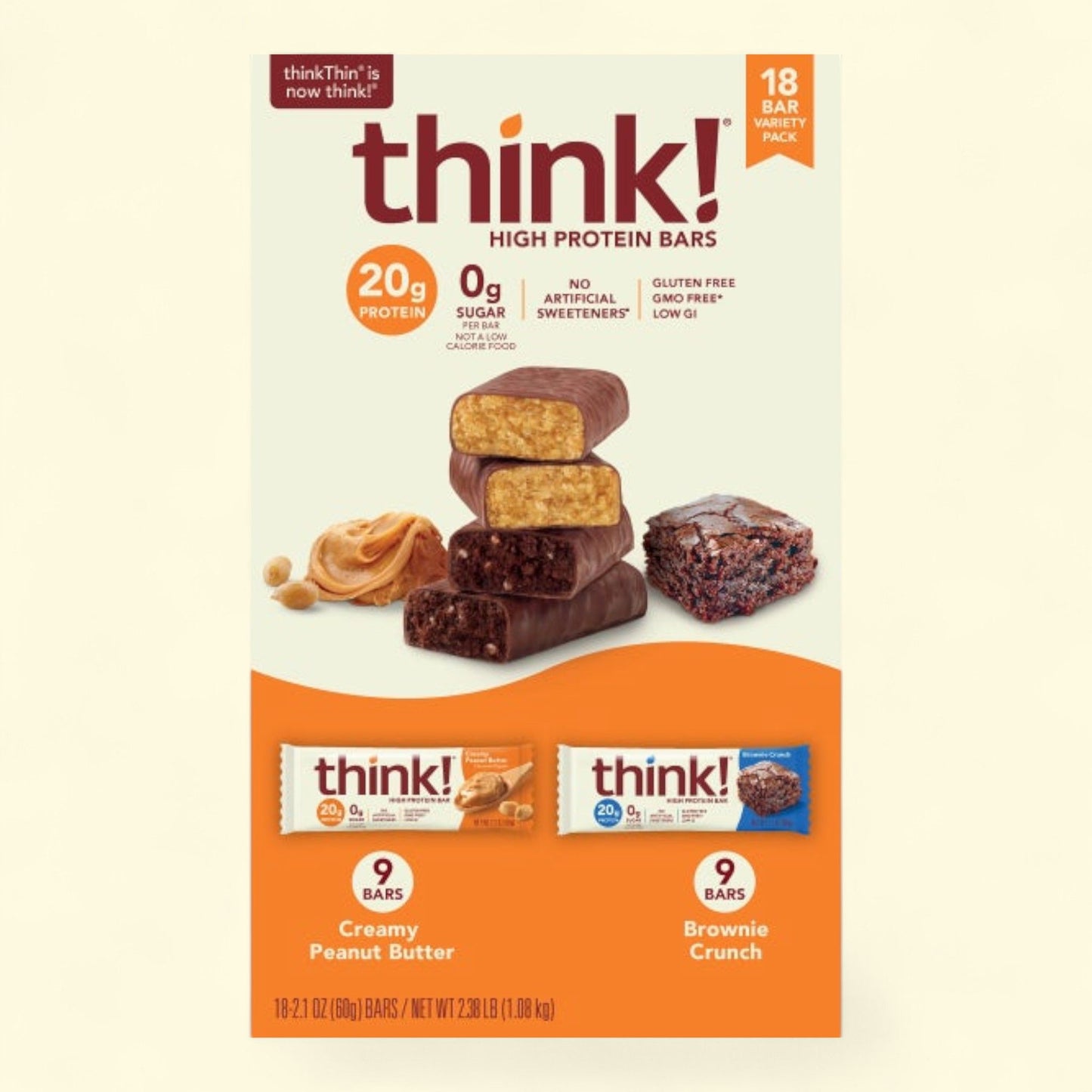 Think Thin High Protein Bar, Variety Pack, 2.1 oz, 18-count
