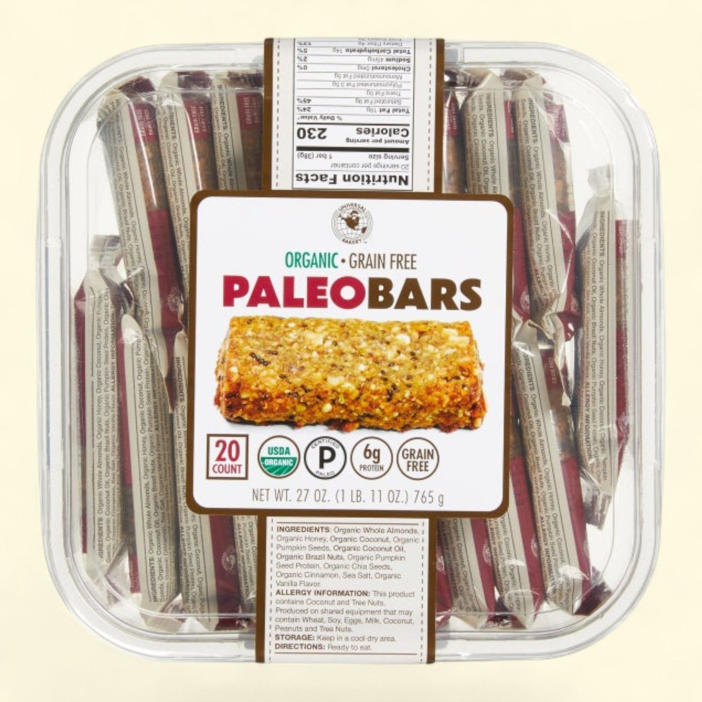 Universal Bakery Organic Paleo Bars, 20-Count