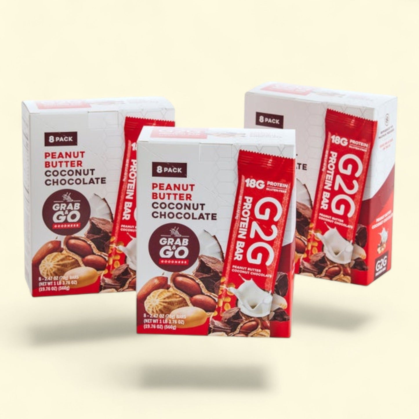 G2G Protein Bars, Peanut Butter Coconut Chocolate, 24-count