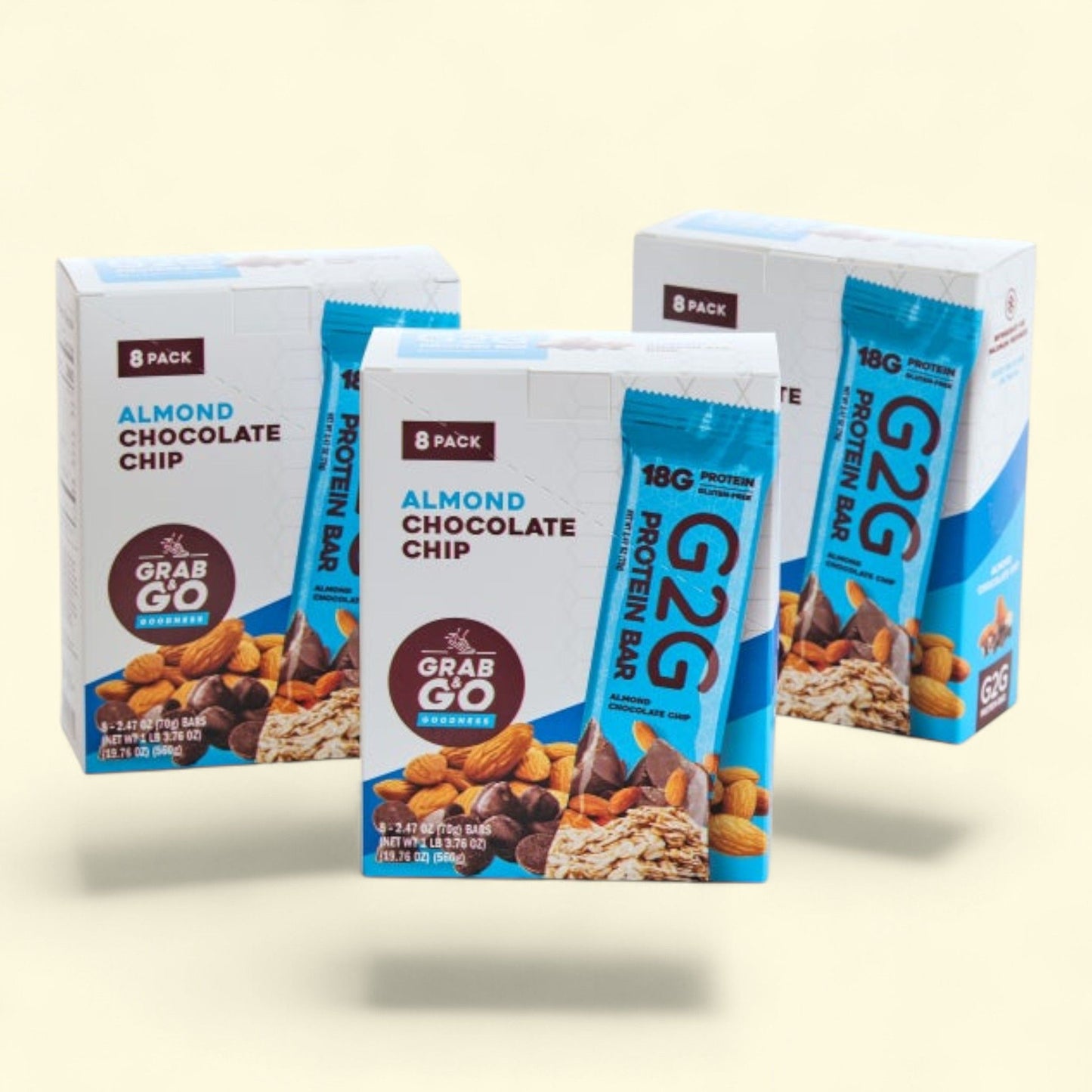 G2G Almond Chocolate Chip Protein Bars, 3-pack, 24-count