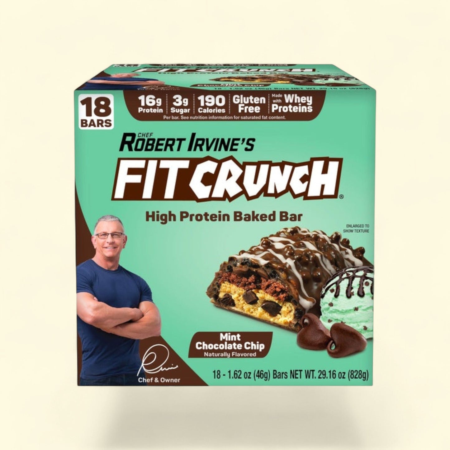 FITCRUNCH Protein Bars, Mint Chocolate Chip, 1.62 oz, 18-count — authentic US product shipped worldwide by Treatspree