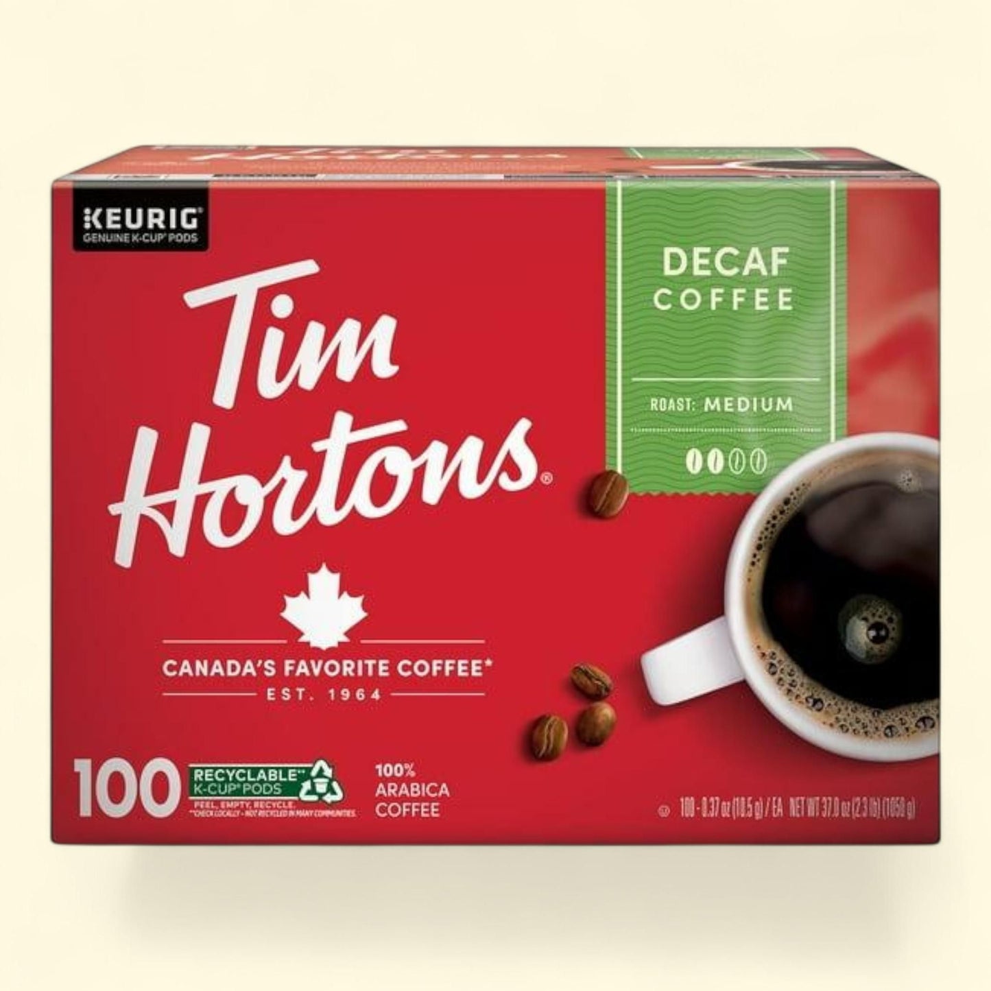 Tim Hortons Decaf Original Blend Medium Roast Coffee Pods, 100 ct.