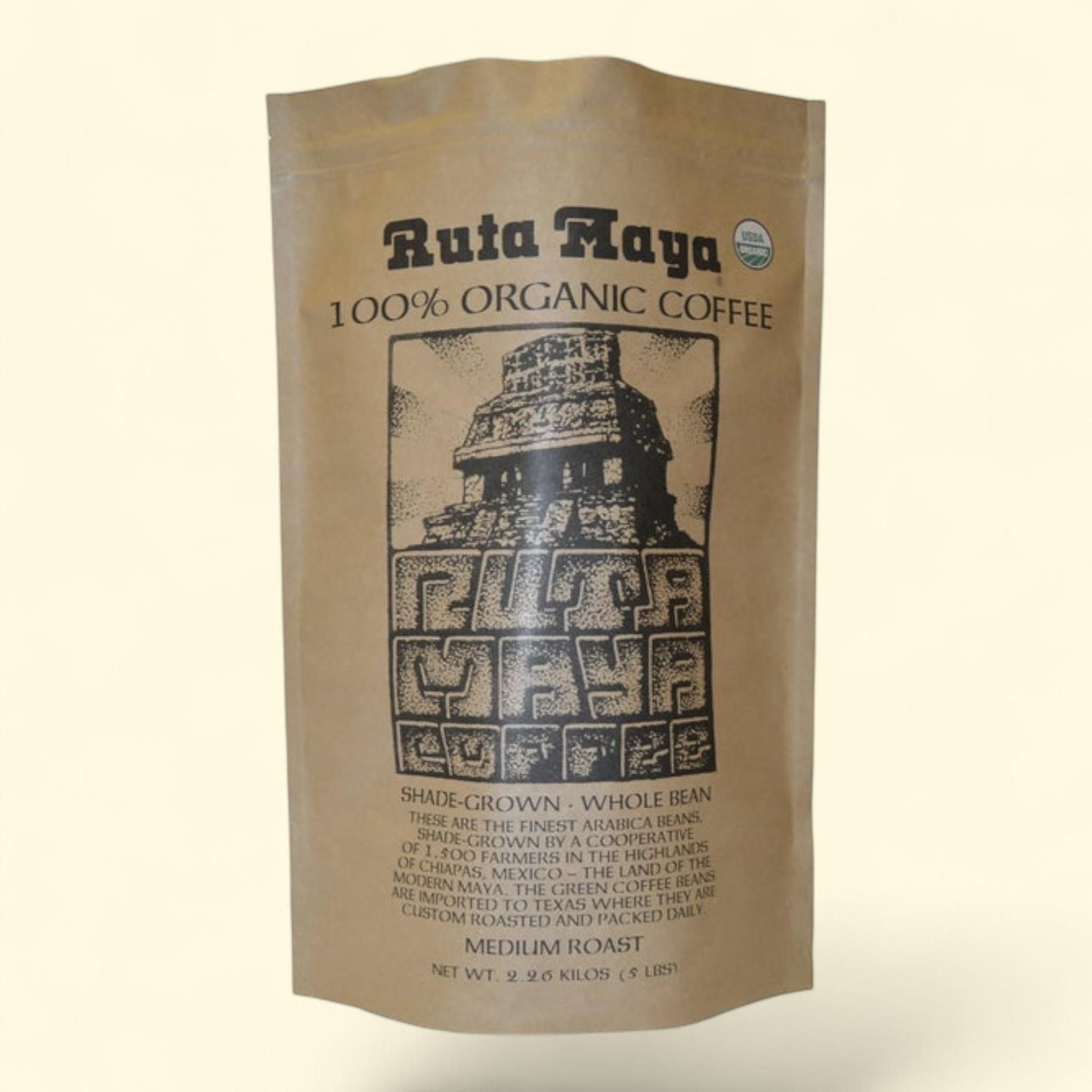 Ruta Maya Organic Medium Roast Whole Bean Coffee, 5 lb