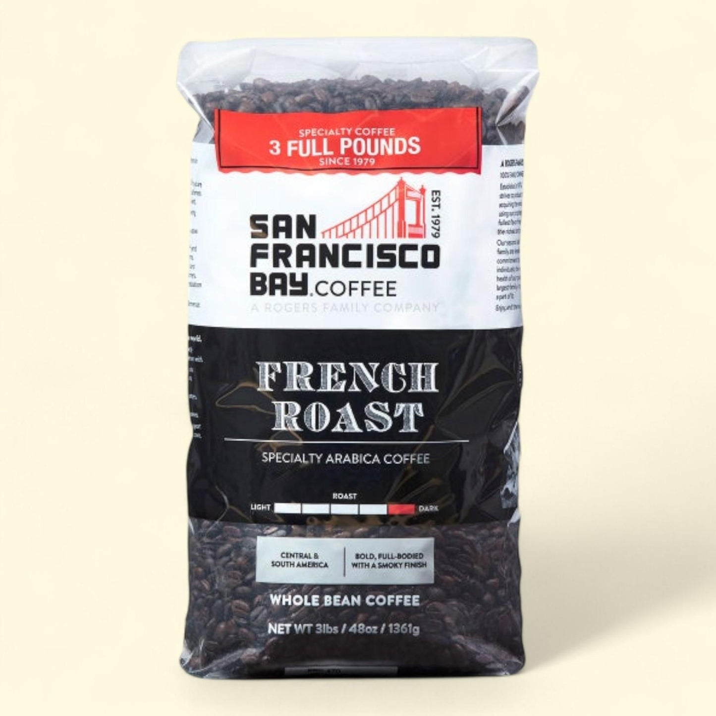 San Francisco French Roast Whole Bean Coffee, 3 lb, 2-pack
