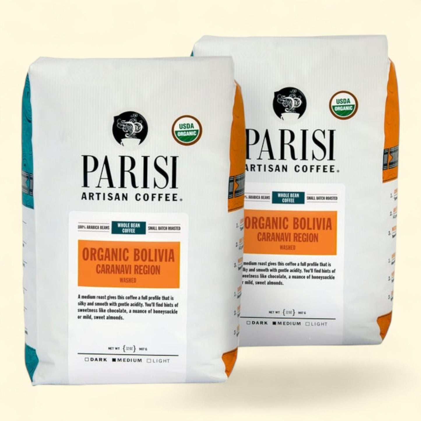 Parisi Artisan Coffee Bolivian Organic Blend Whole Bean 2 lb, 2-pack