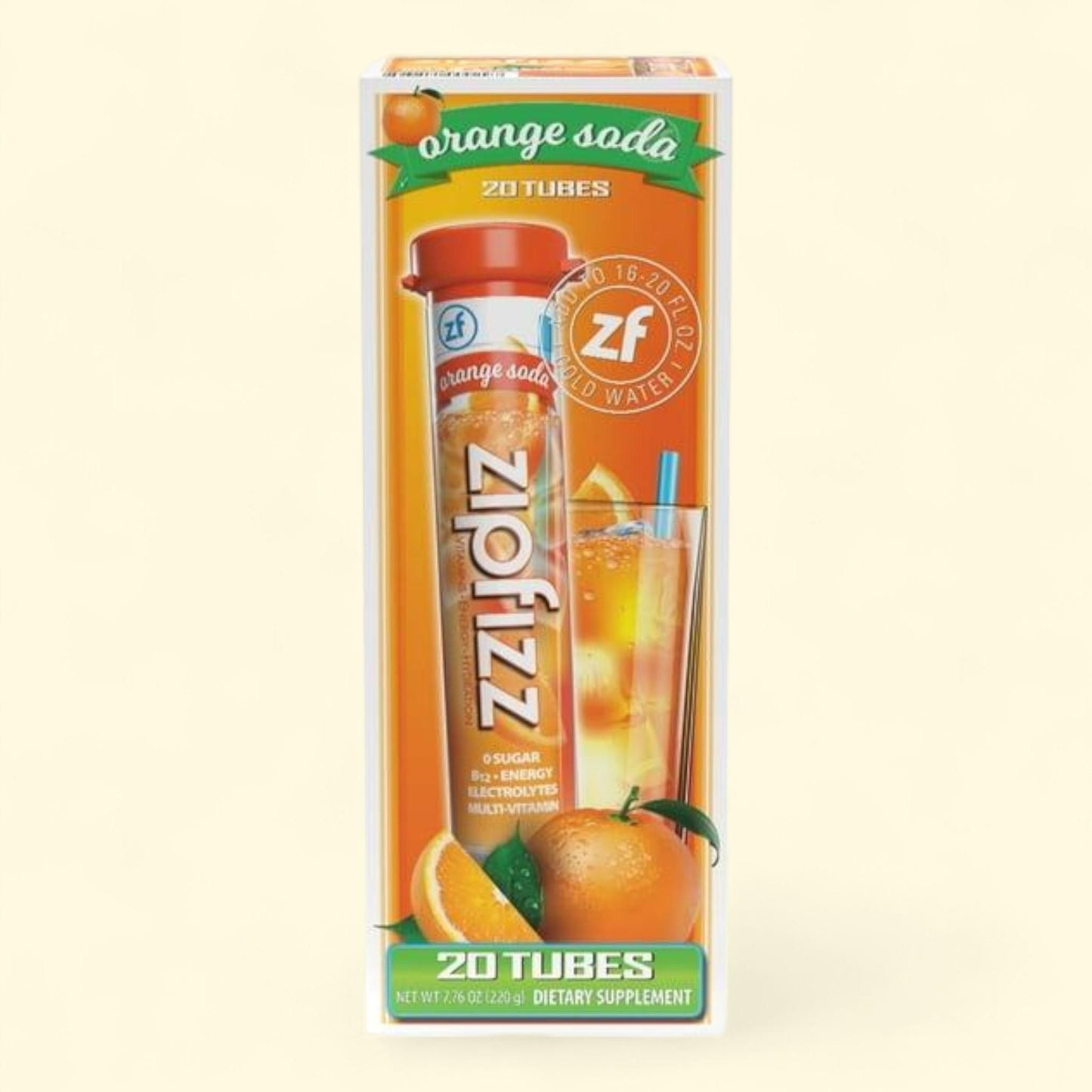 Zipfizz Energy Multi-Vitamin Hydration Drink Mix, Orange Soda, 20 ct.