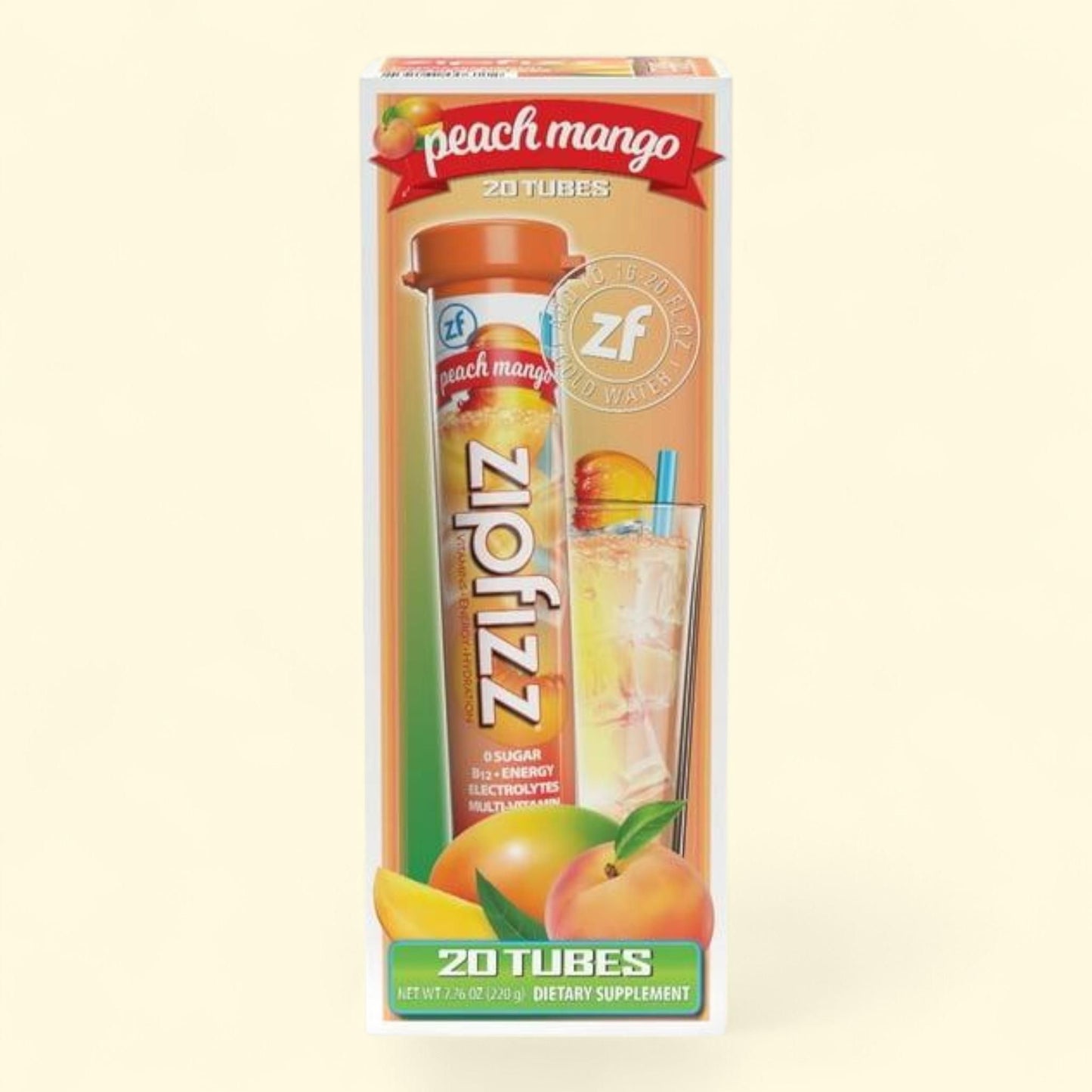 Zipfizz Energy Drink Mix, Peach Mango, 20 ct.