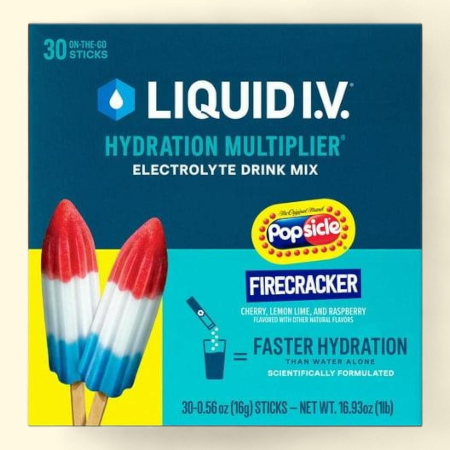 Liquid I.V. Hydration Multiplier Electrolyte Powder, Popsicle Firecracker 0.56 oz., 30 pk.