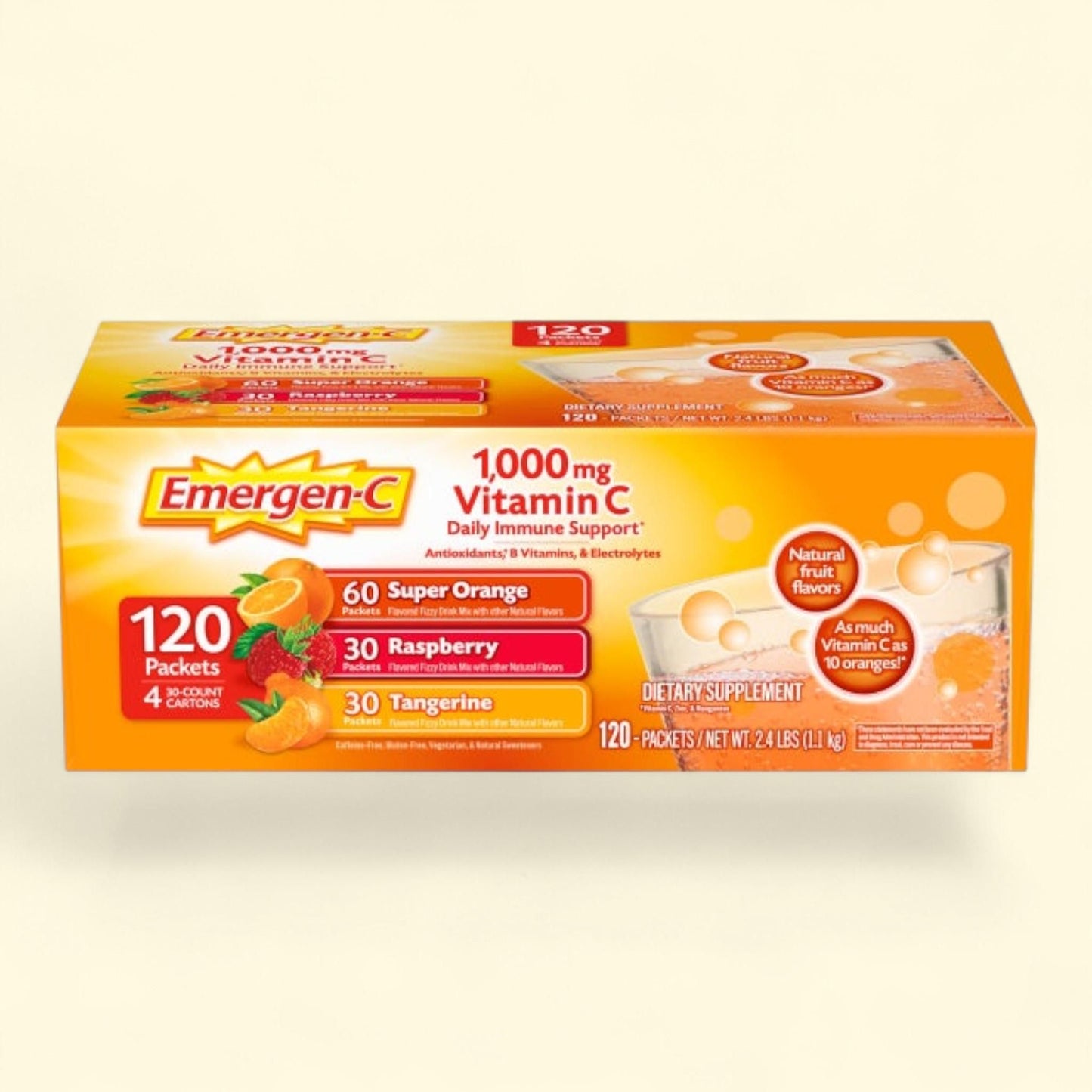 Emergen-C Vitamin C 1000 mg Variety Pack, 120 Packets
