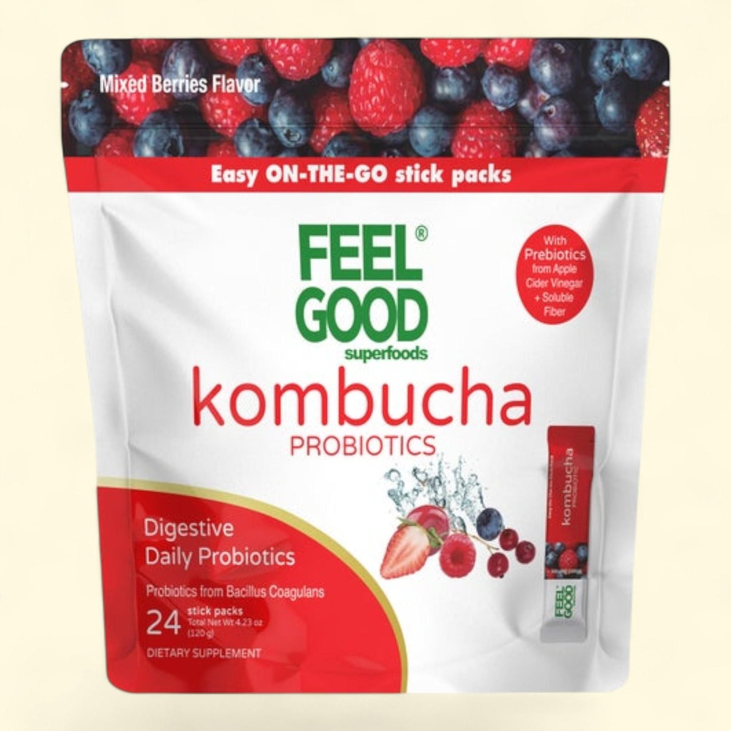 FeelGood Kombucha, 24 Stick Packs