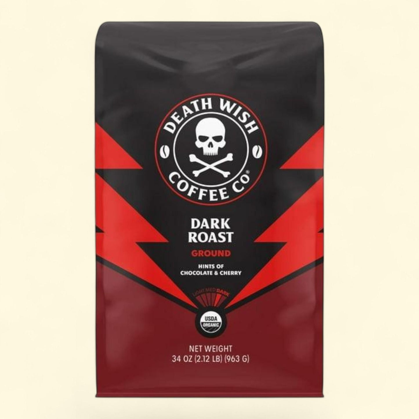 Death Wish Organic Dark Roast Ground Coffee, 34 oz.