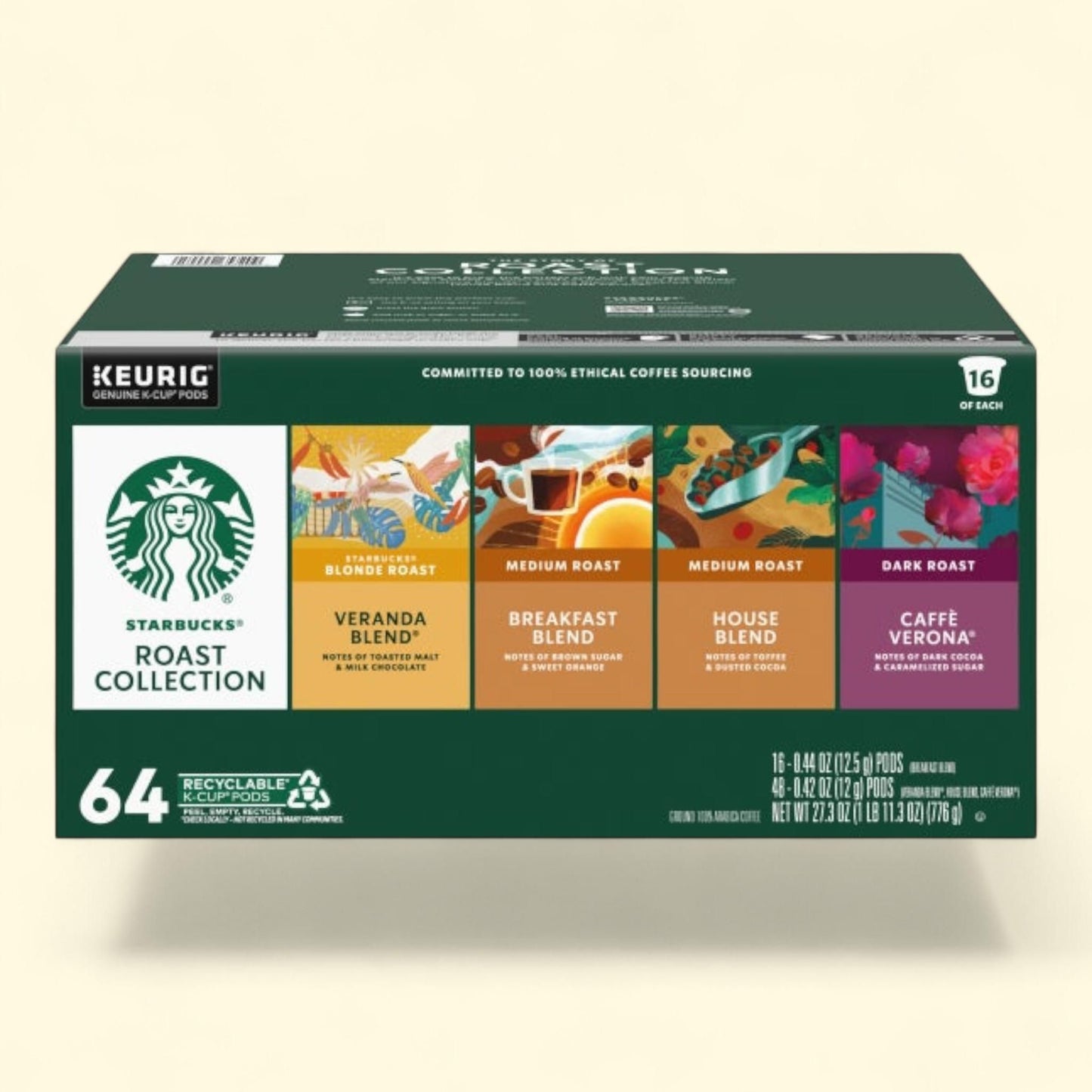 Starbucks Classic Roasts Variety Pack K-Cup Pod, 64-count