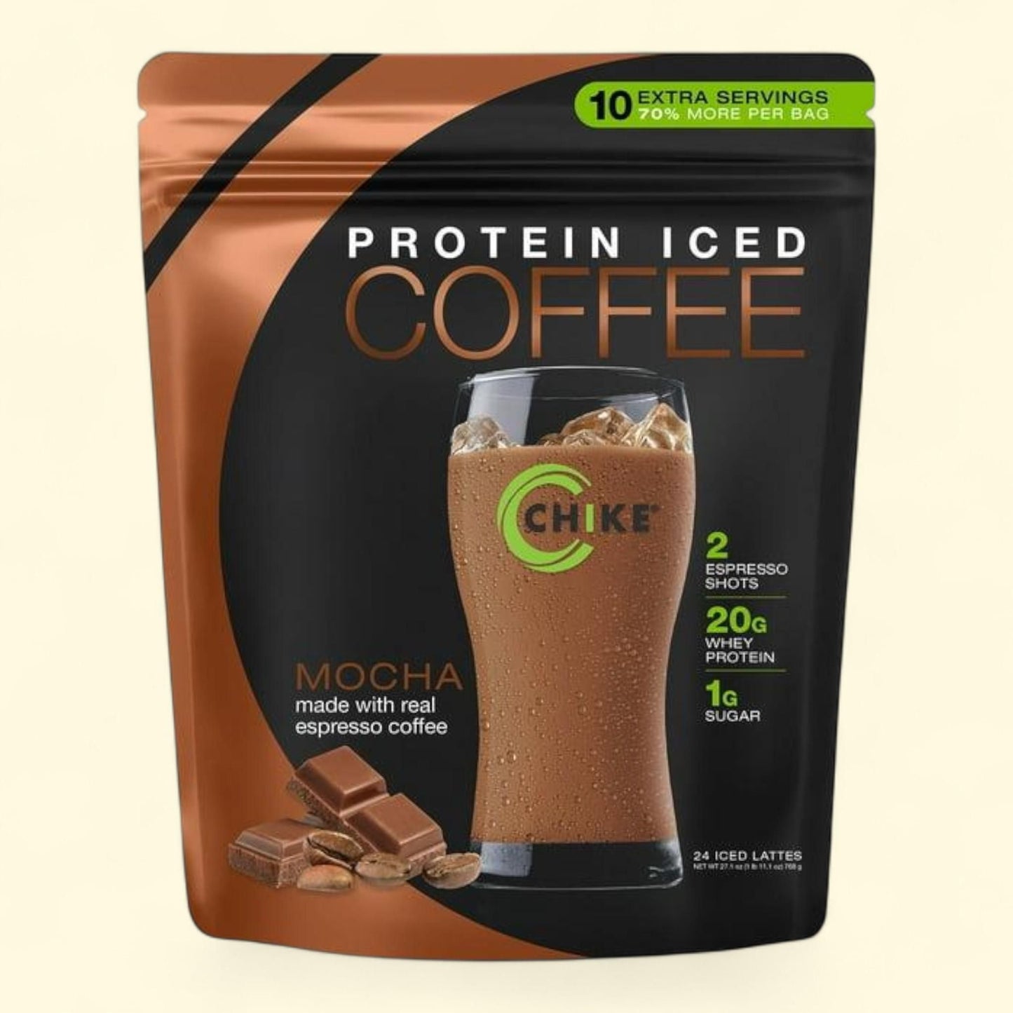 Chike Iced Coffee Whey Protein Powder, Mocha 27.1 oz.